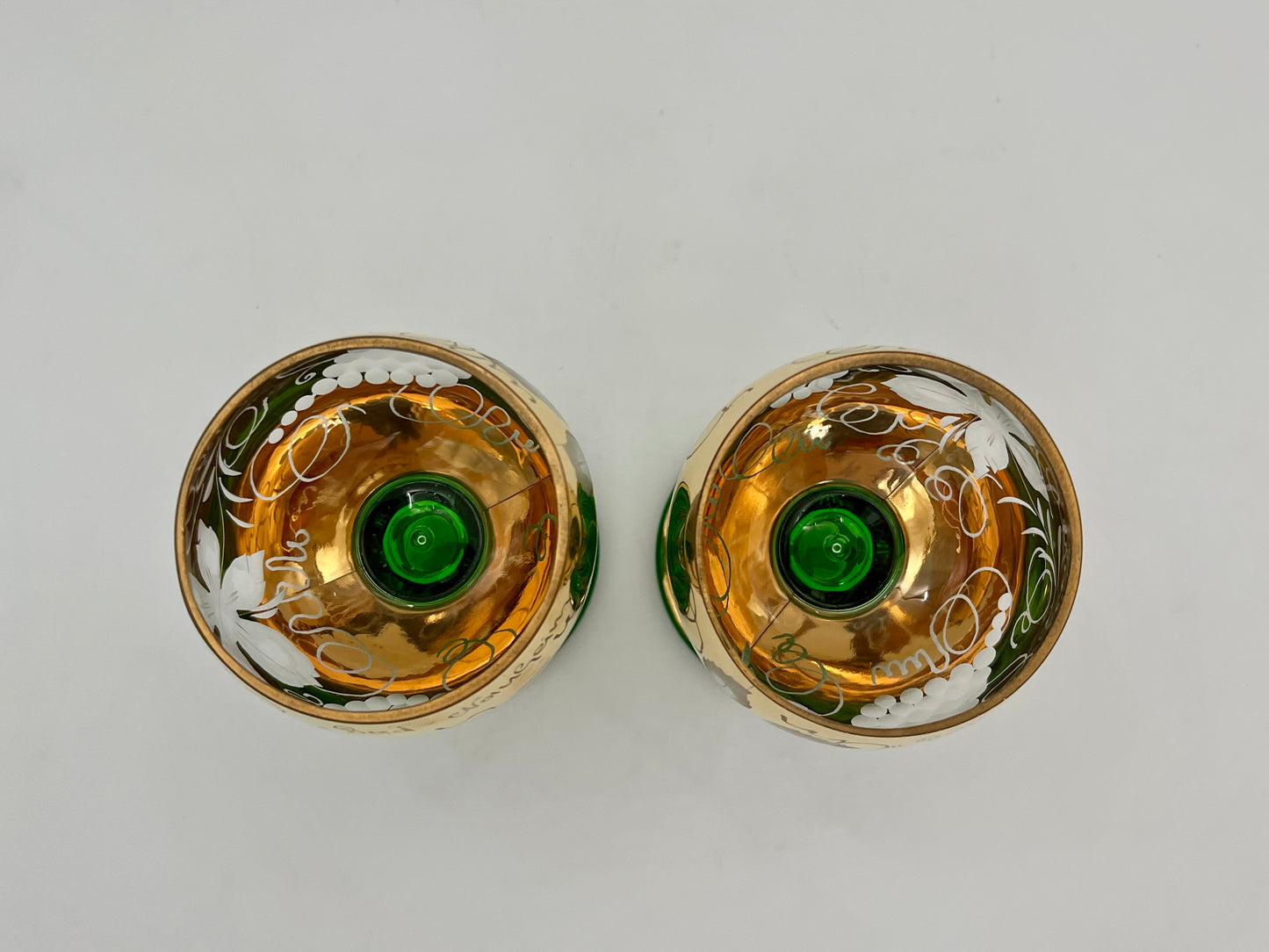 PAIR OF VINTAGE GERMAN BEEHIVE STEMED GLASSES
