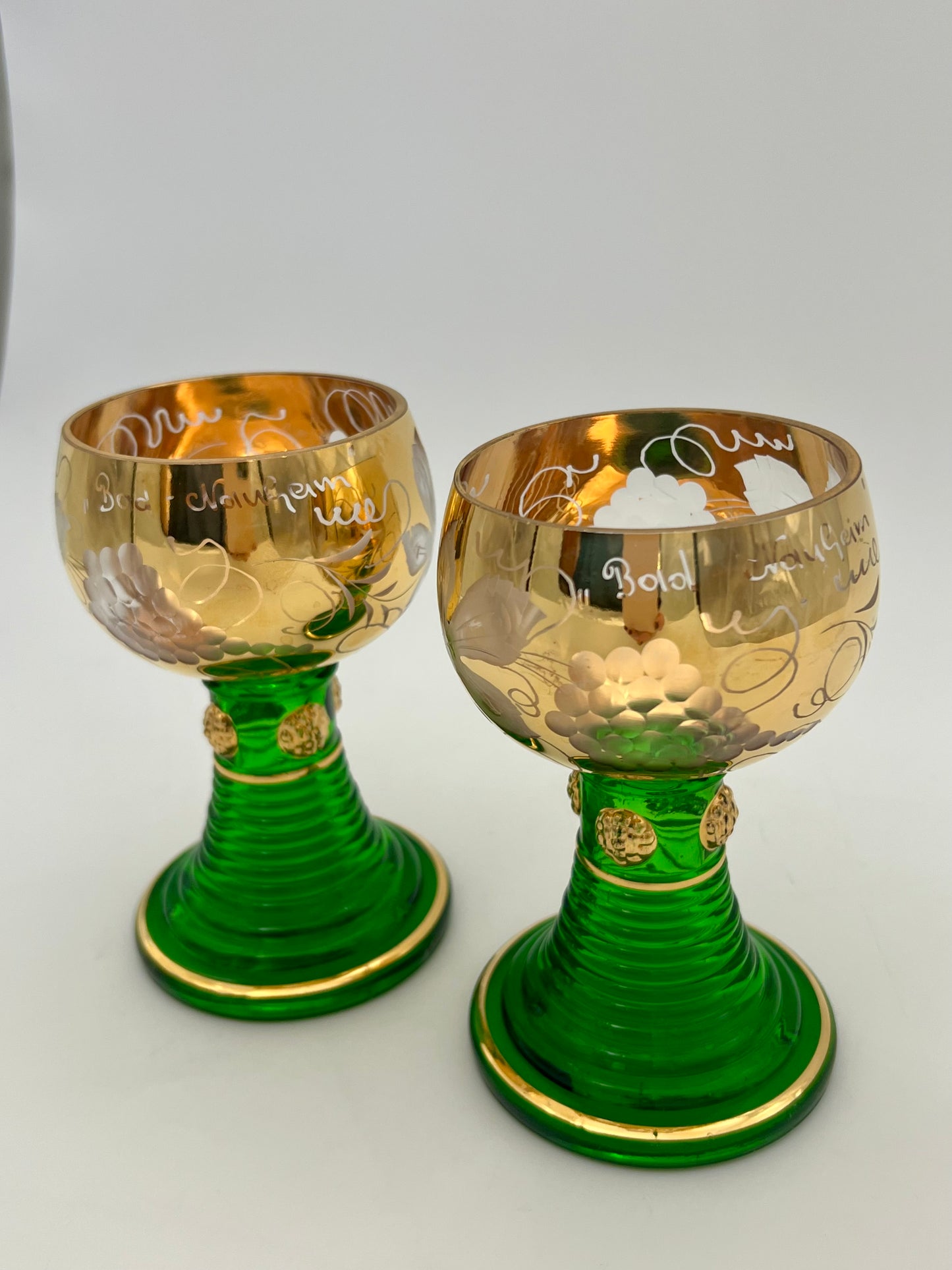 PAIR OF VINTAGE GERMAN BEEHIVE STEMED GLASSES