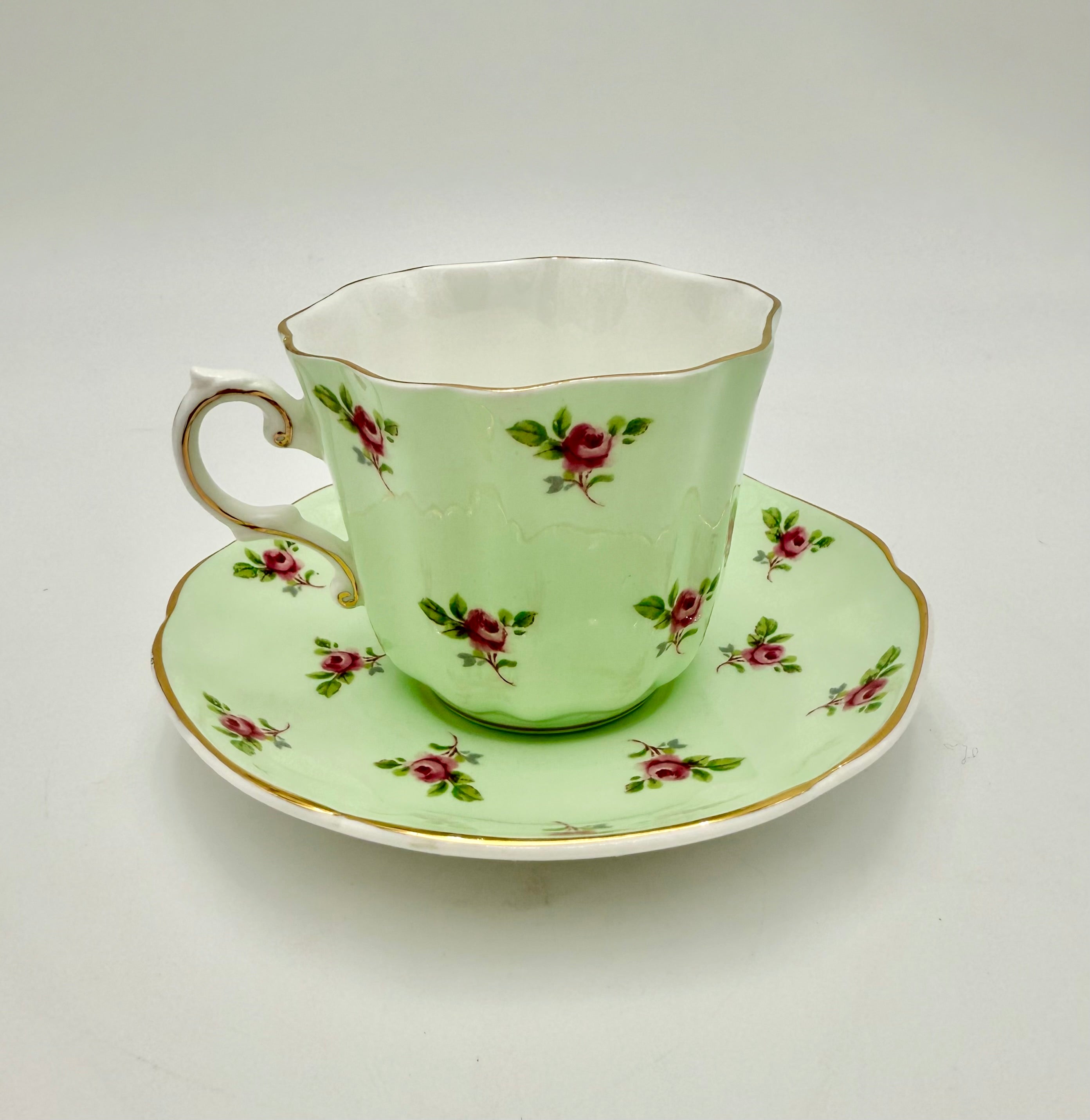 VINTAGE ECLECTIC WHIMSY CURATED TEACUP & SAUCER SET — LEFTON • ROYAL HALSEY • ROYAL GRAFTON • ROYAL ALBERT