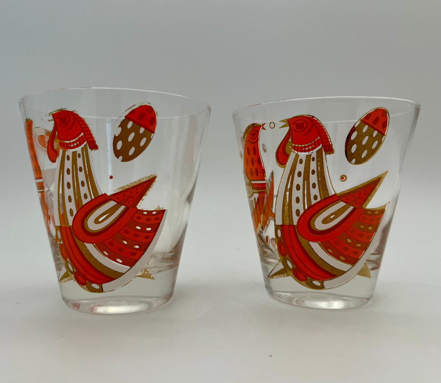 PAIR OF MIDCENTURY GEORGES BRAIRD 22 K COCKTAIL GLASSES