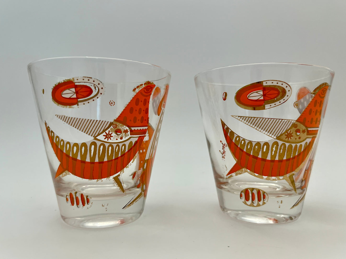 PAIR OF MIDCENTURY GEORGES BRAIRD 22 K COCKTAIL GLASSES