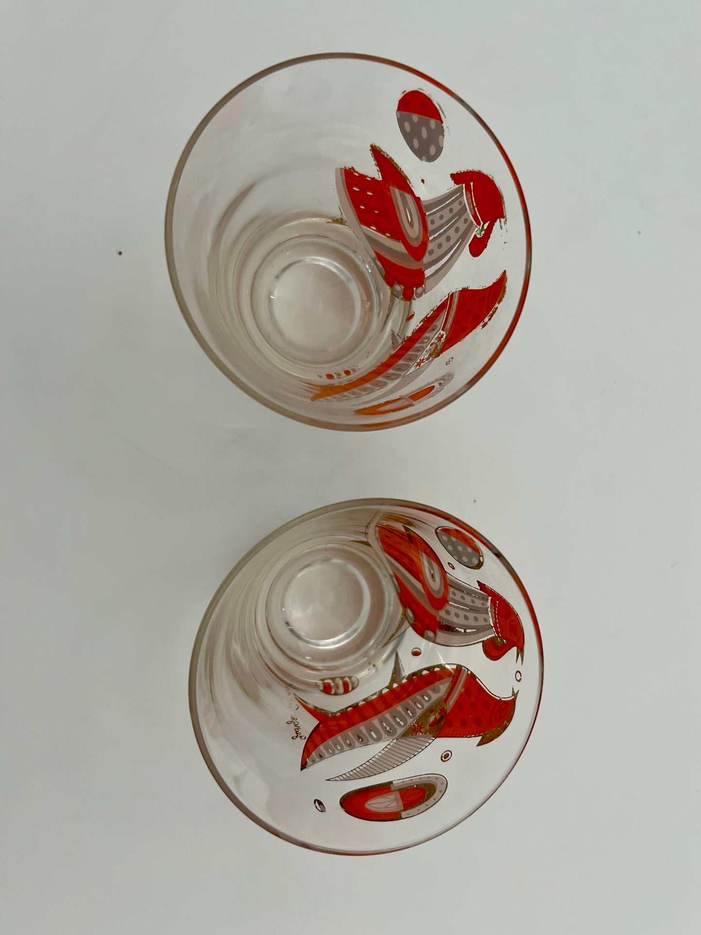 PAIR OF MIDCENTURY GEORGES BRAIRD 22 K COCKTAIL GLASSES