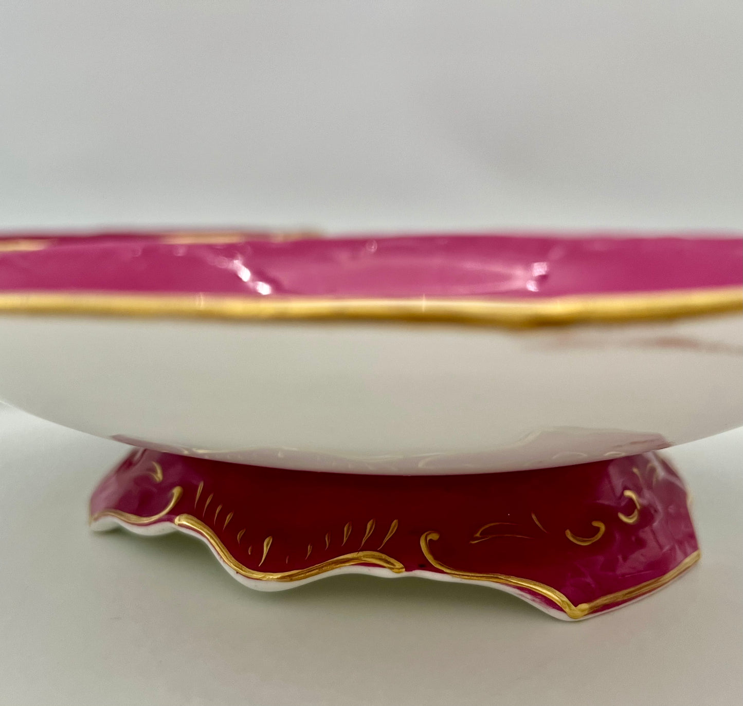 SET OF 4 VINTAGE ENGLISH BONE CHINA FOOTED SERVING PLATES