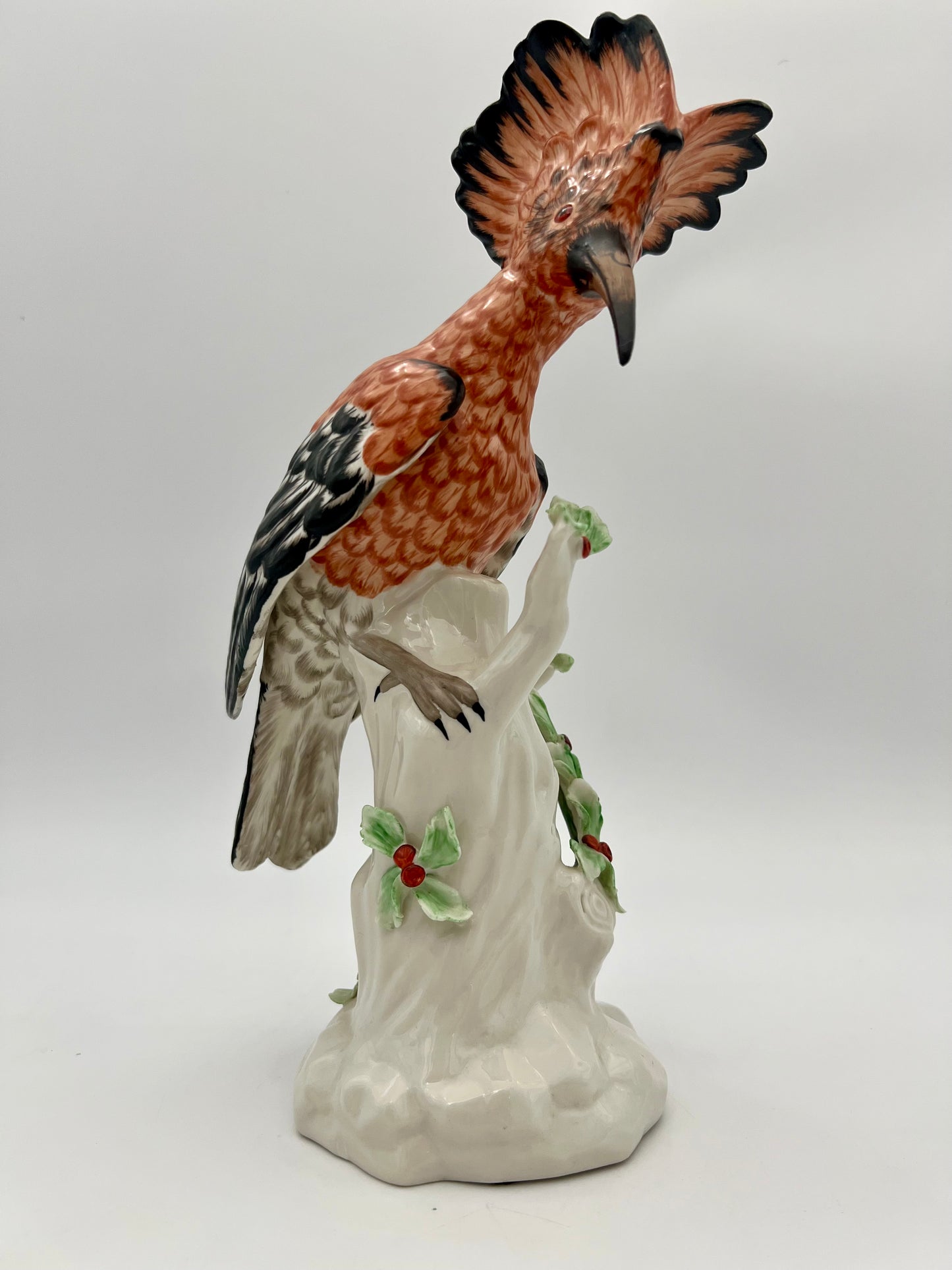 MINT CONDITION ANTIQUE ITALIAN PORCELAIN HOOPOE BIRD FIGURINE