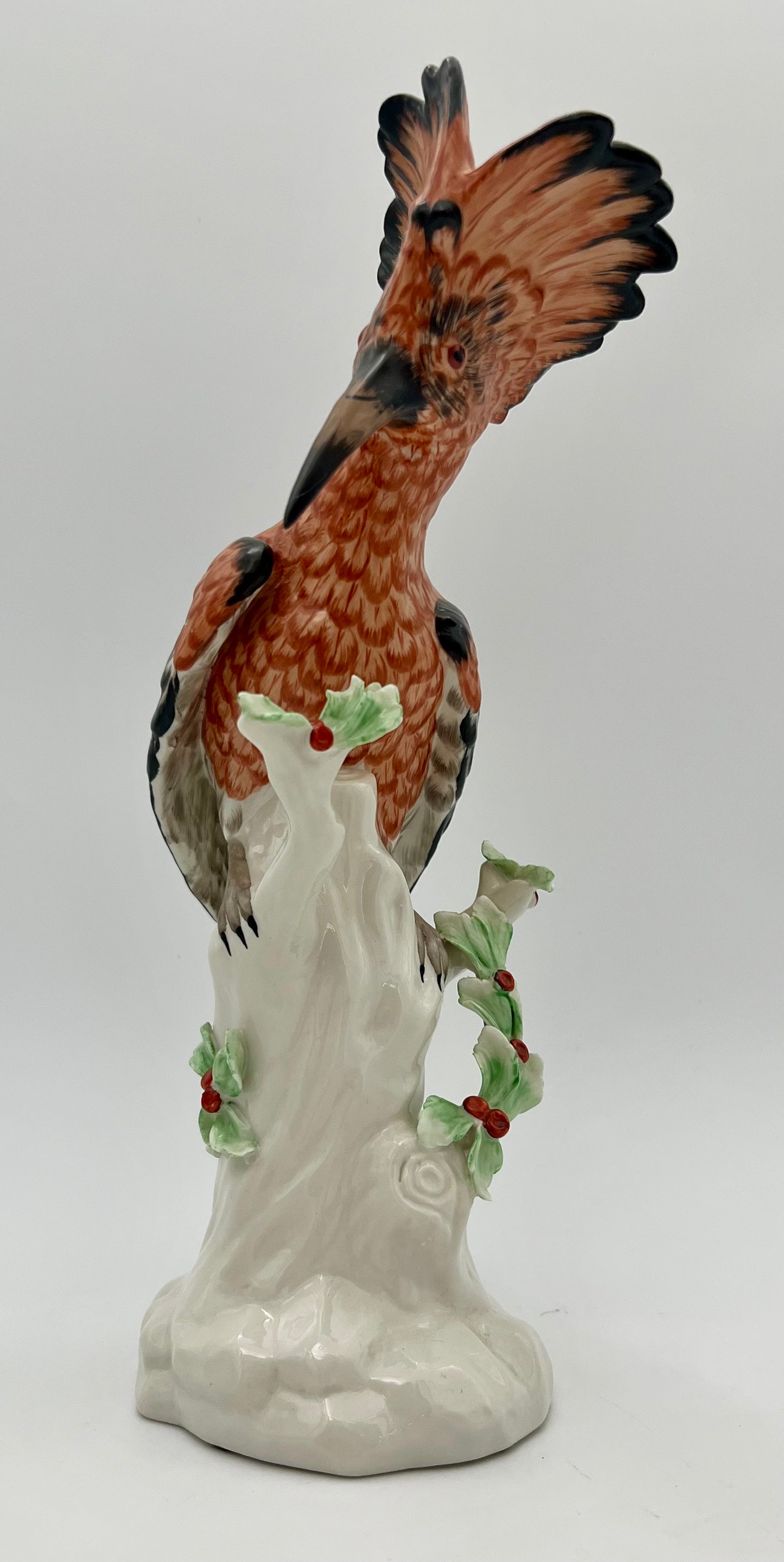 MINT CONDITION ANTIQUE ITALIAN PORCELAIN HOOPOE BIRD FIGURINE