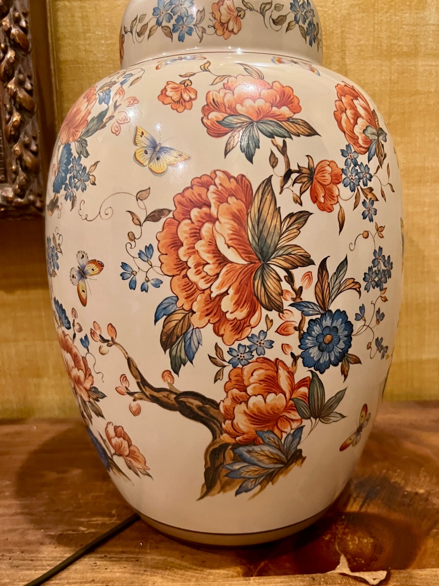 VINTAGE NATHAN LAGIN HANDMADE BOHO FLORAL CERAMIC LAMP
