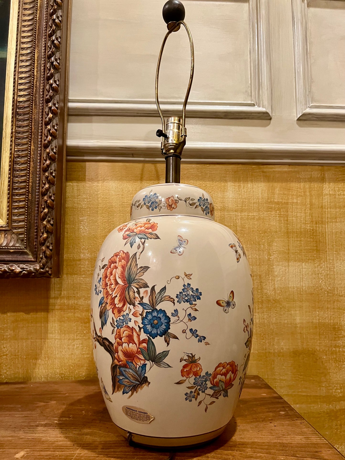 VINTAGE NATHAN LAGIN HANDMADE BOHO FLORAL CERAMIC LAMP