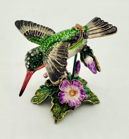 NOBILITY BEJEWELED HUMMINGBIRD TRINKET/JEWELRY BOX