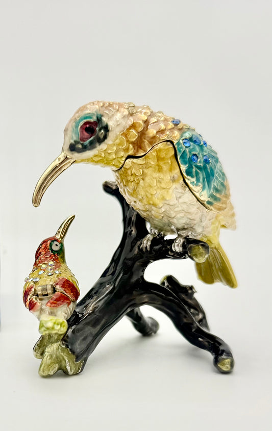 CIEL COLLECTABLES 2 BIRD TRINKET BOX WITH SWARVOSKI CRYSTAL