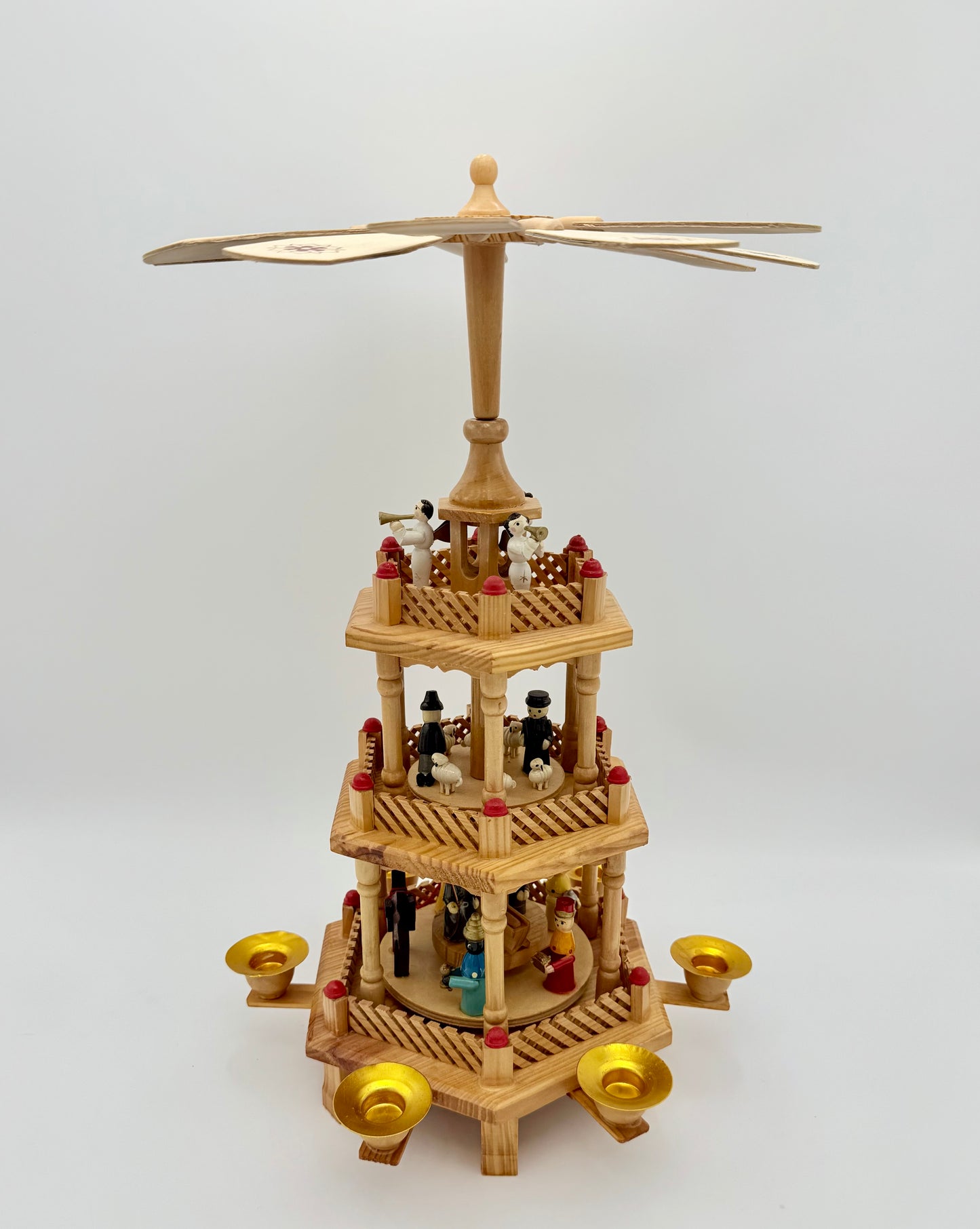 VINTAGE GERMAN 3-TIER WOODEN NATIVITY CAROUSEL