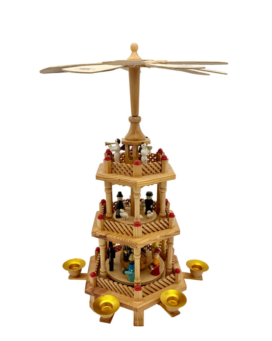 VINTAGE GERMAN 3-TIER WOODEN NATIVITY CAROUSEL