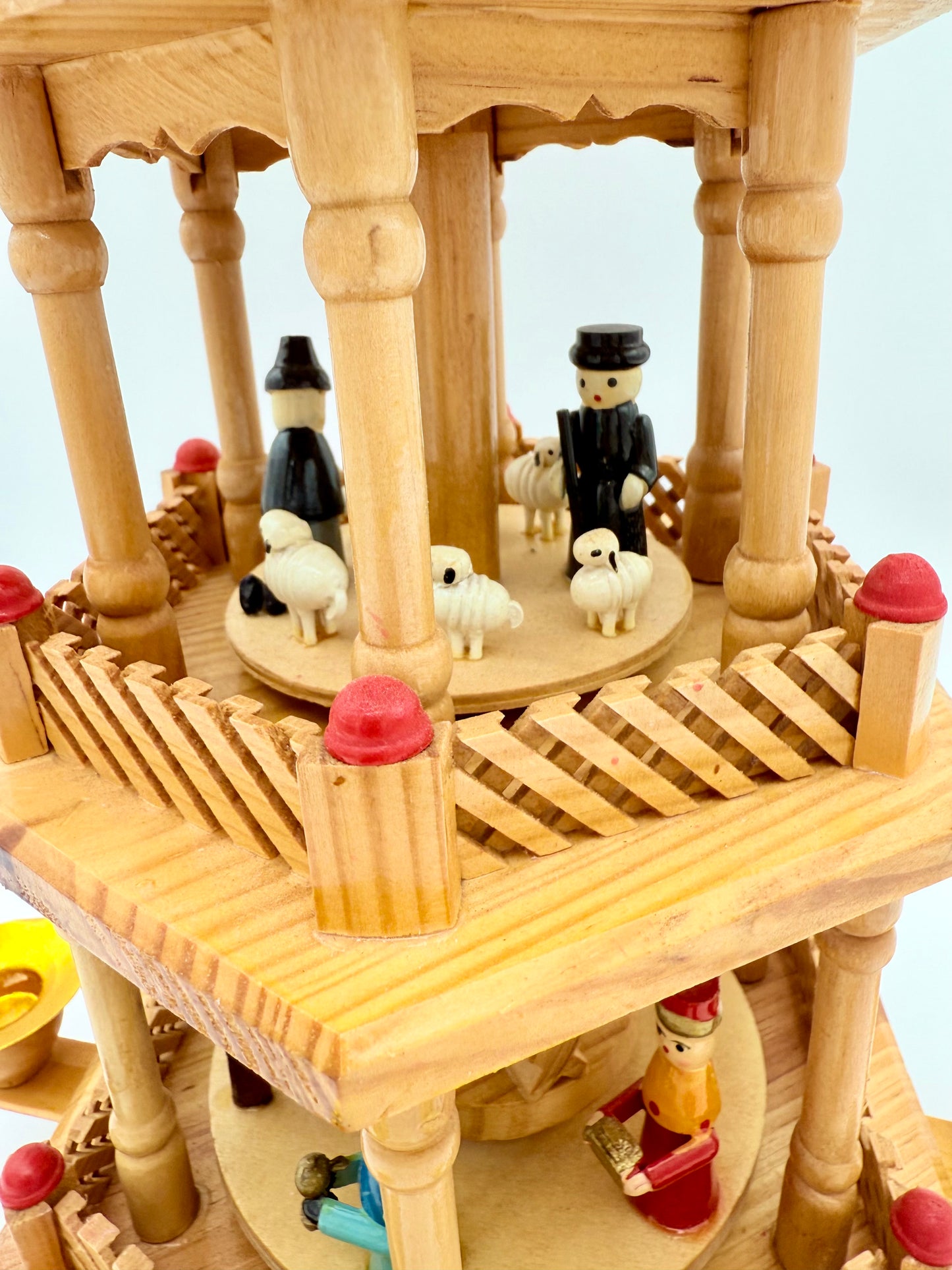 VINTAGE GERMAN 3-TIER WOODEN NATIVITY CAROUSEL