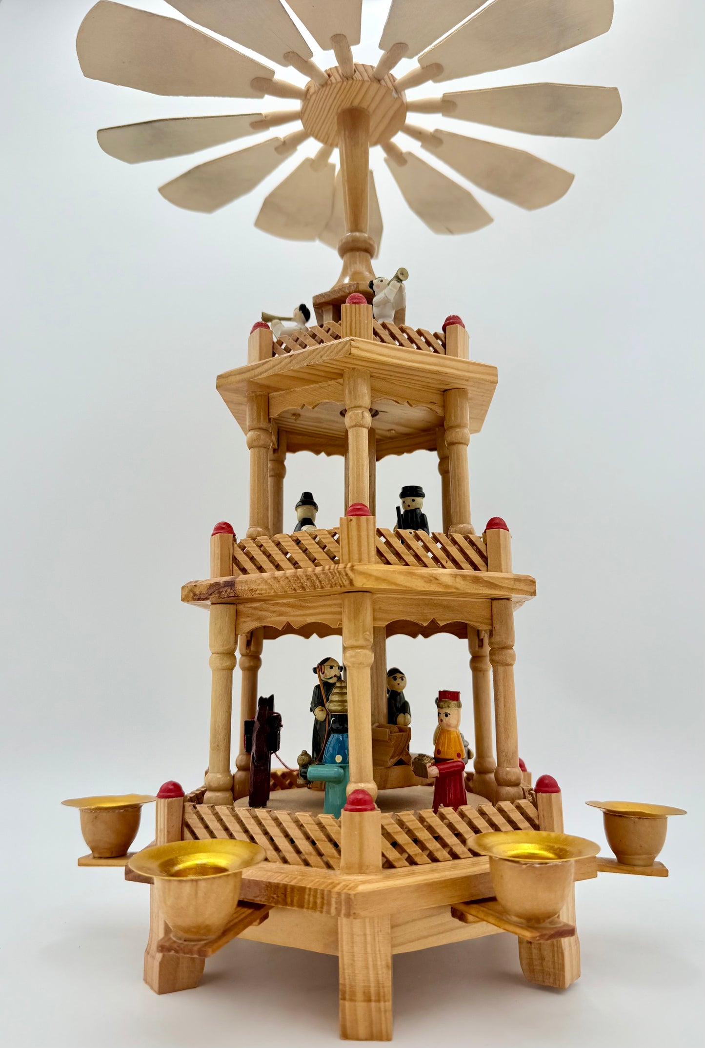 VINTAGE GERMAN 3-TIER WOODEN NATIVITY CAROUSEL