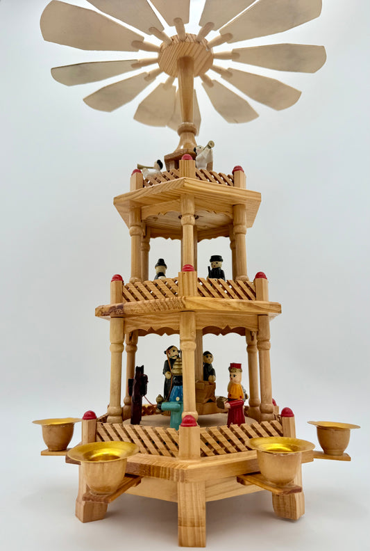 VINTAGE GERMAN 3-TIER WOODEN NATIVITY CAROUSEL