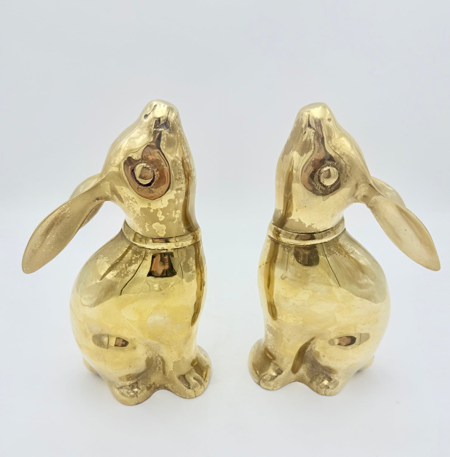 PAIR OF VINTAGE BRASS BUNNNY BOOKENDS
