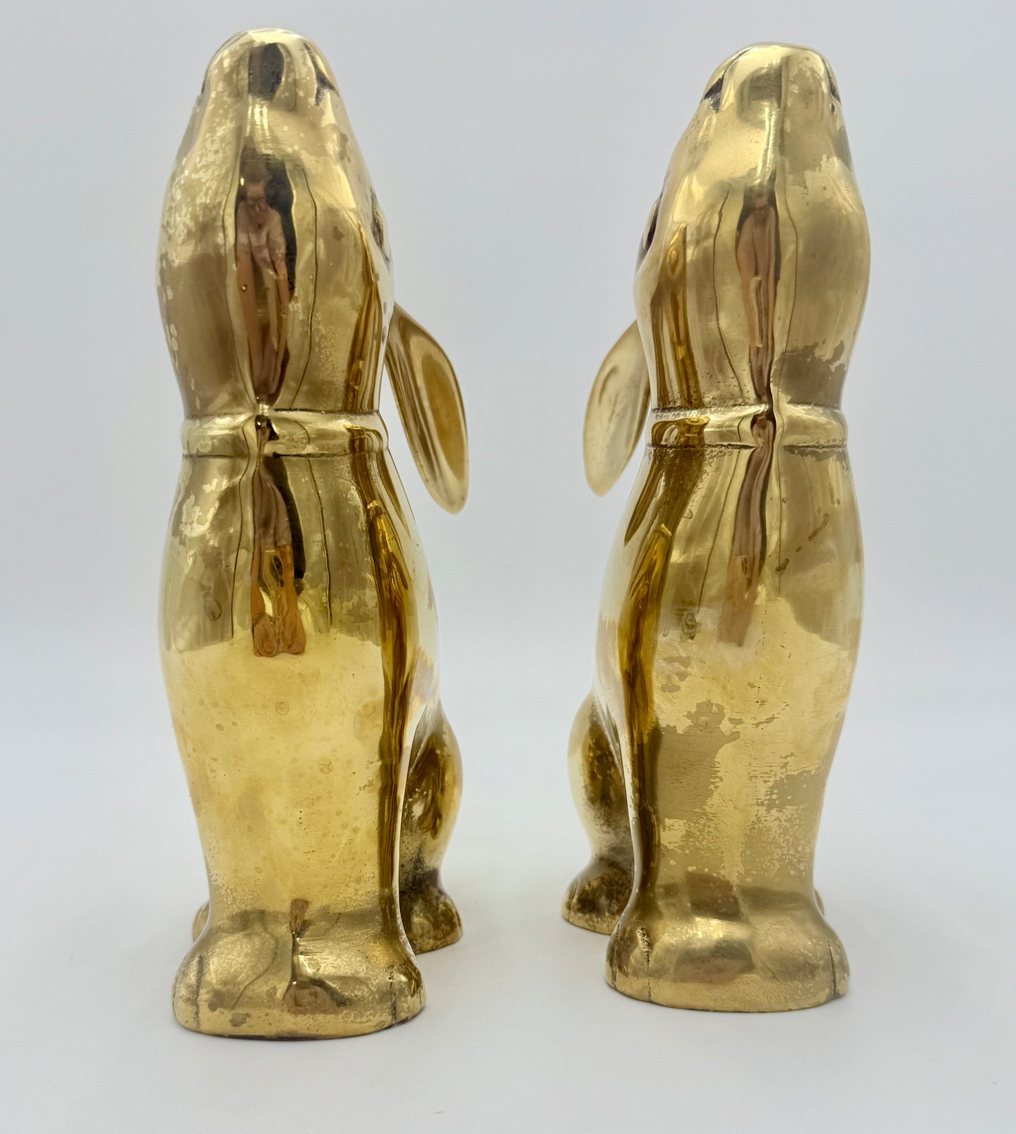 PAIR OF VINTAGE BRASS BUNNNY BOOKENDS