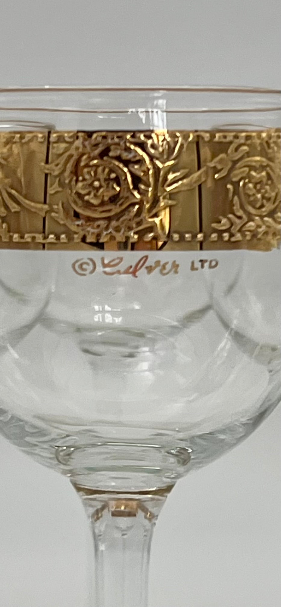 1960s CULVER 22K GOLD SET OF 6 TYROL WINE GLASSES