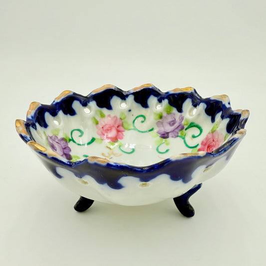RARE ANTIQUE NIPPON PORCELAIN FOOTED BOWL