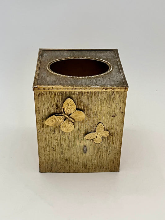 1960s STYLEBUILT ACCESSORIES 24 K GOLD PLATED BUTTERFLY TISSUE BOX COVER