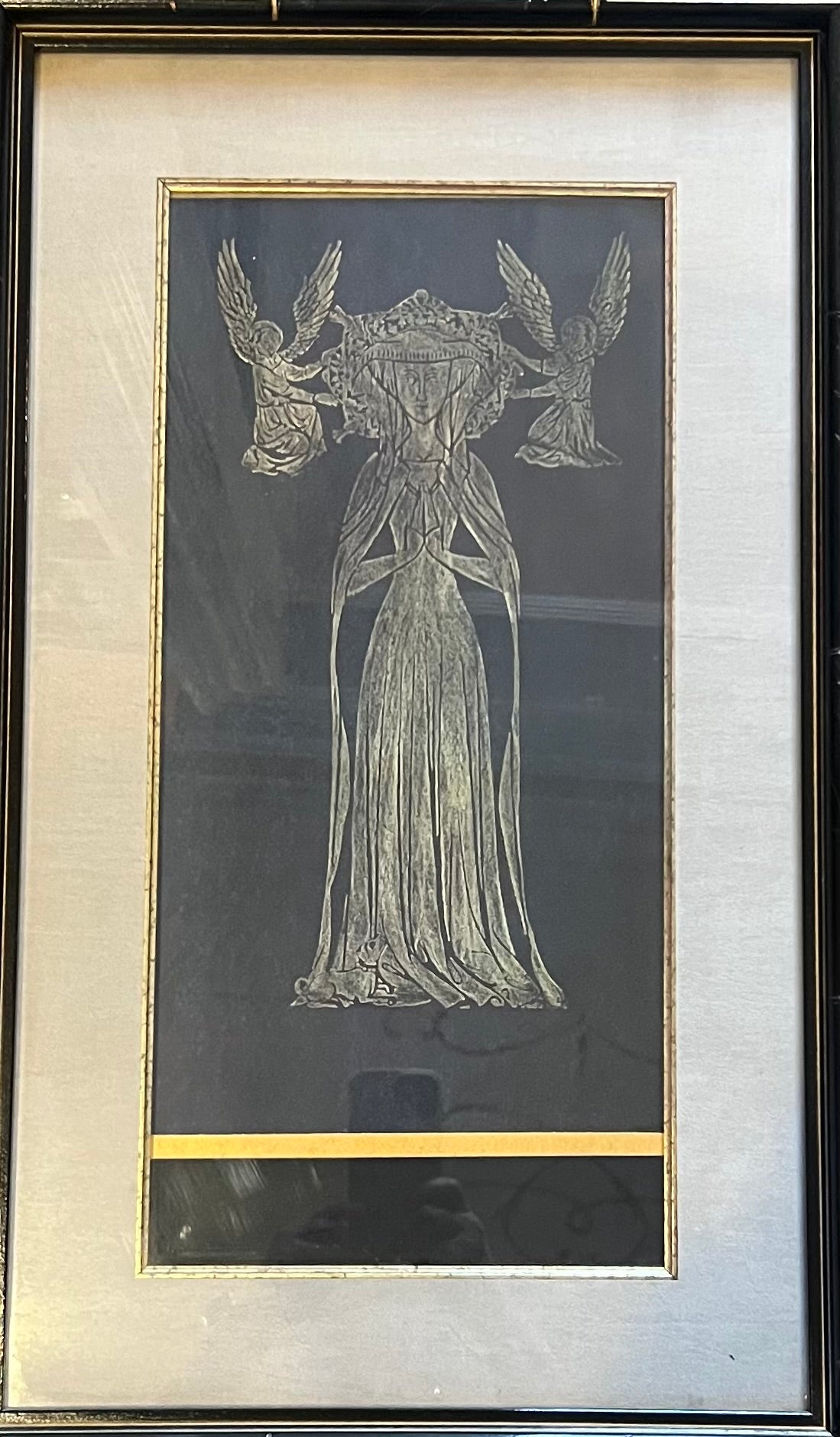 FRAMED REPLICA BRASS RUBBING OF LADY MARGARET CHEYNE