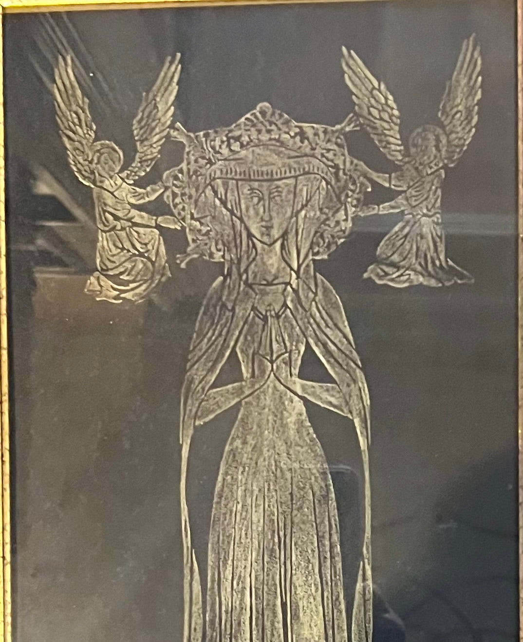FRAMED REPLICA BRASS RUBBING OF LADY MARGARET CHEYNE