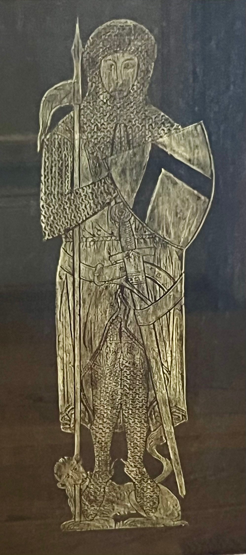 ANTIQUE-STYLE PRINT OF SIR JOHN D’ABERNON (1277) – ENGLISH BRASS RUBBING REPRODUCTION