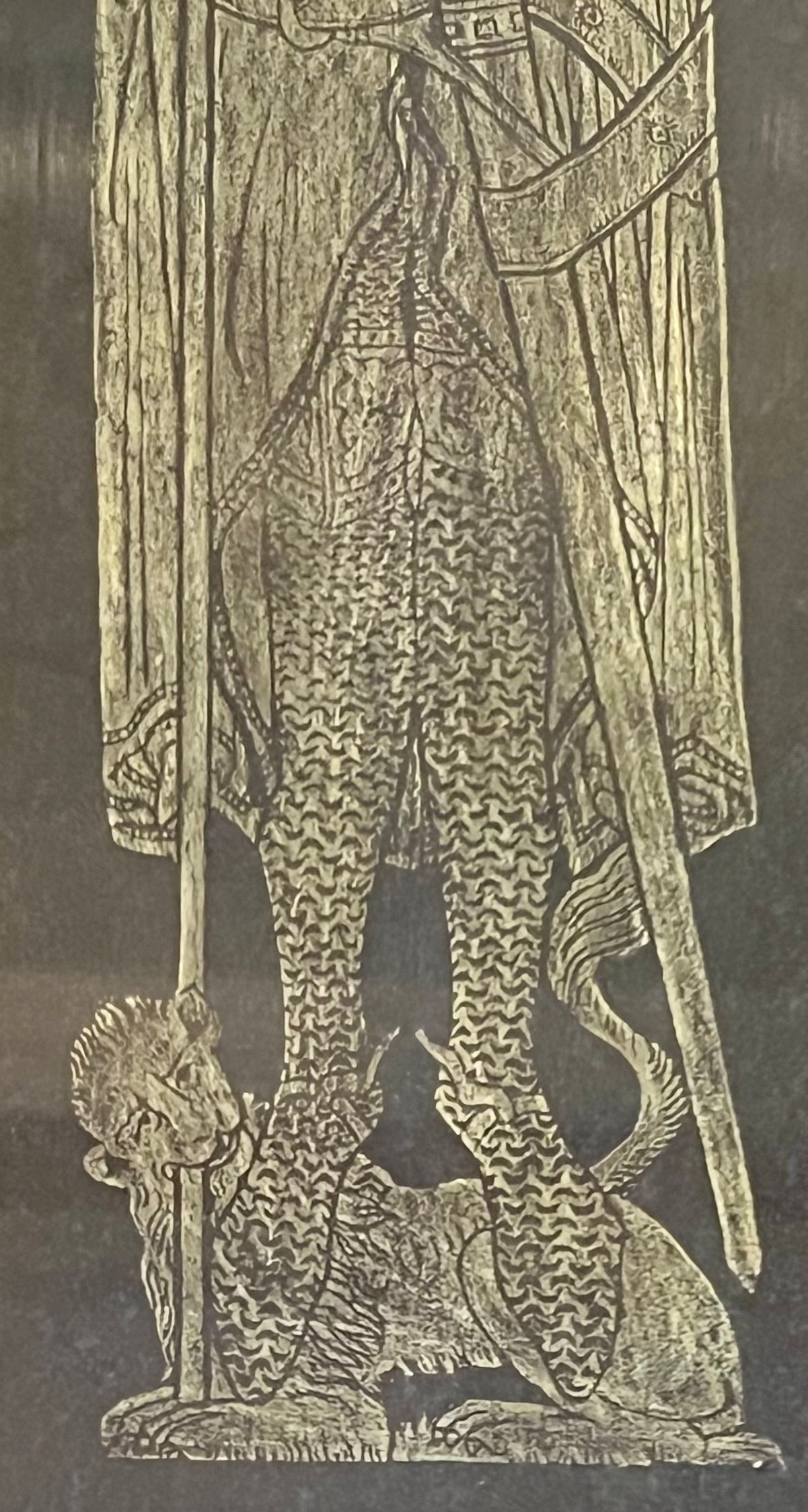 ANTIQUE-STYLE PRINT OF SIR JOHN D’ABERNON (1277) – ENGLISH BRASS RUBBING REPRODUCTION