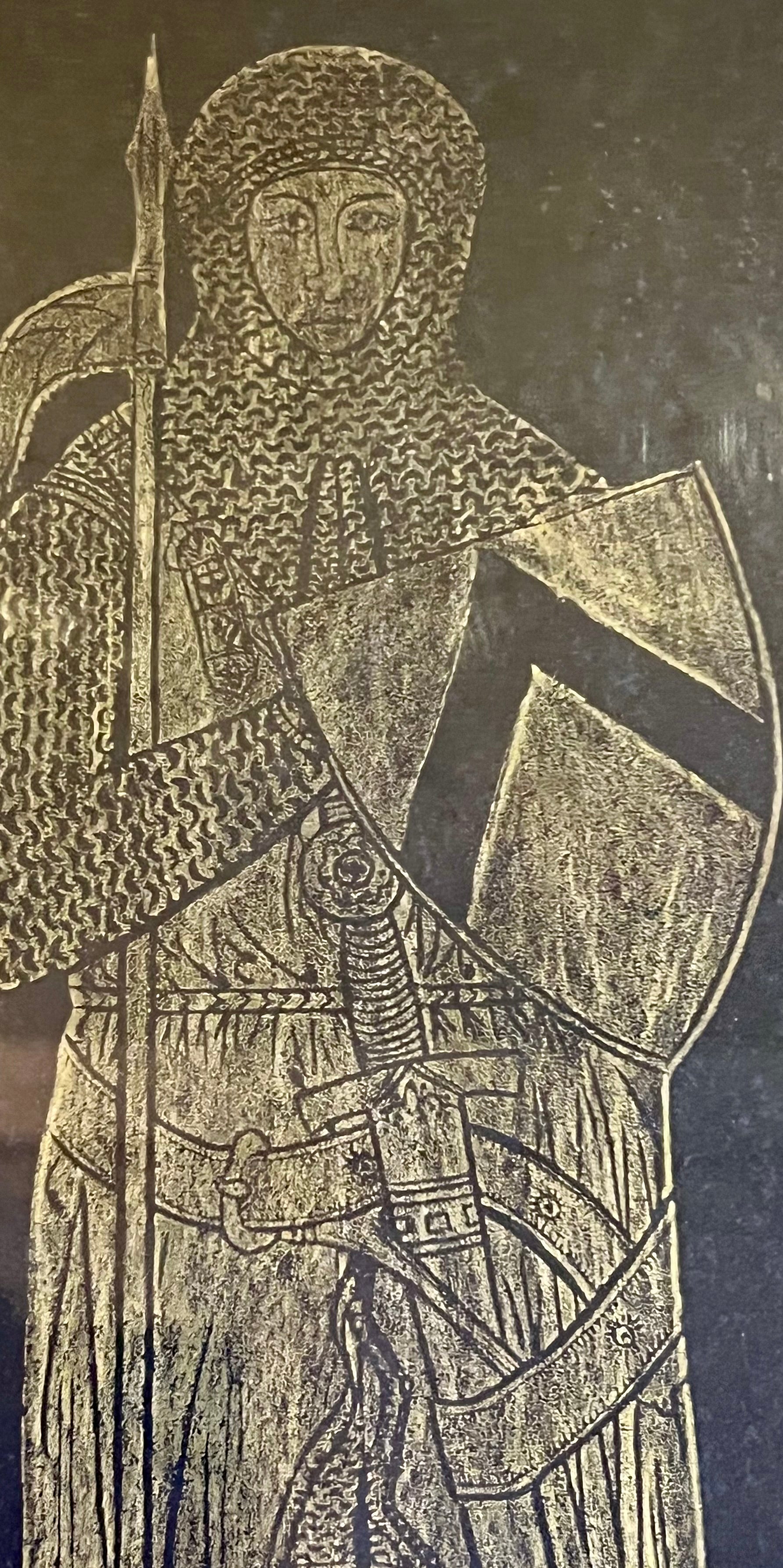 ANTIQUE-STYLE PRINT OF SIR JOHN D’ABERNON (1277) – ENGLISH BRASS RUBBING REPRODUCTION