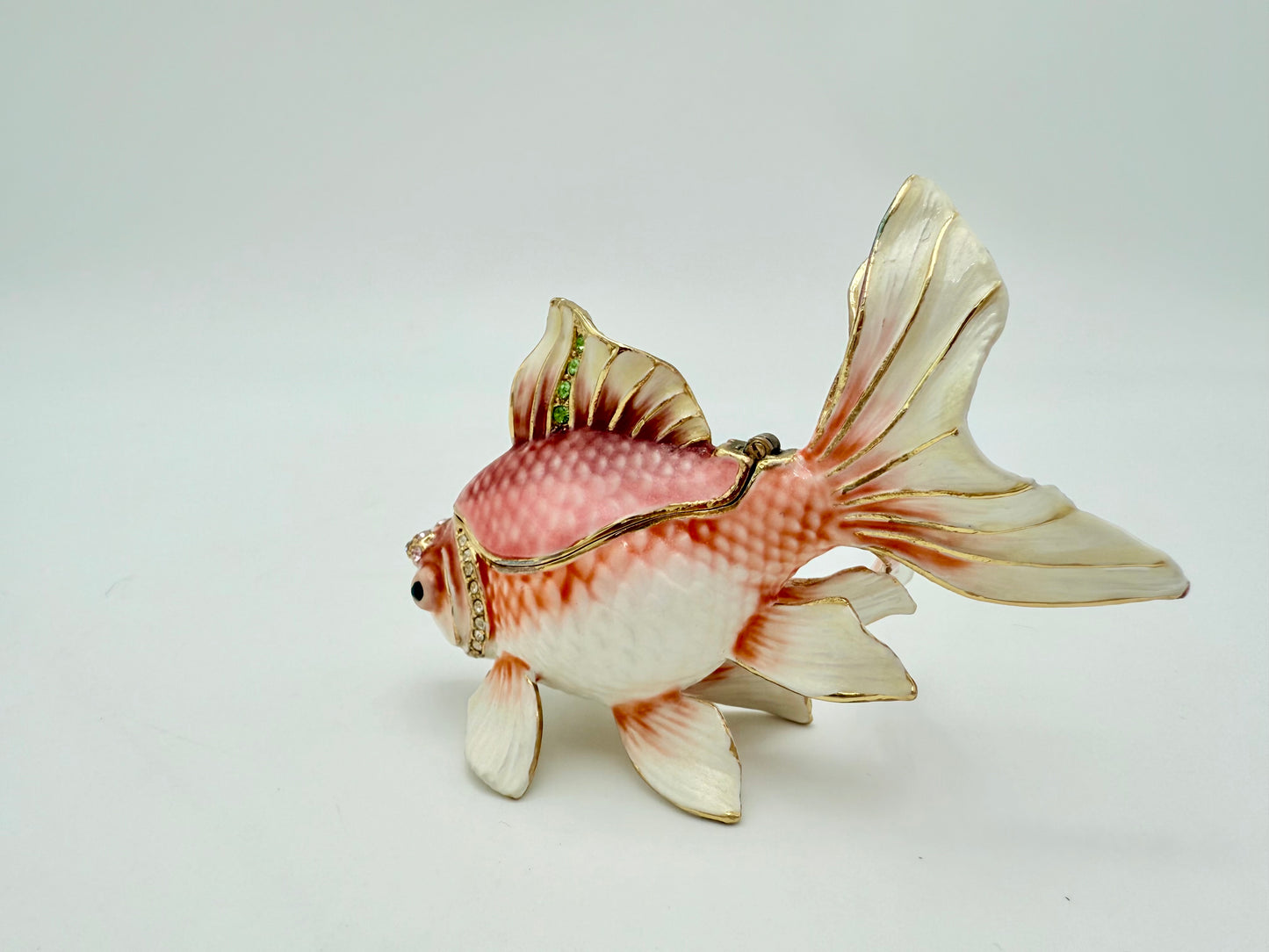 EXSQUISITE GOLDFISH CRYSTAL JEWELED JEWELRY/TRINKET BOX