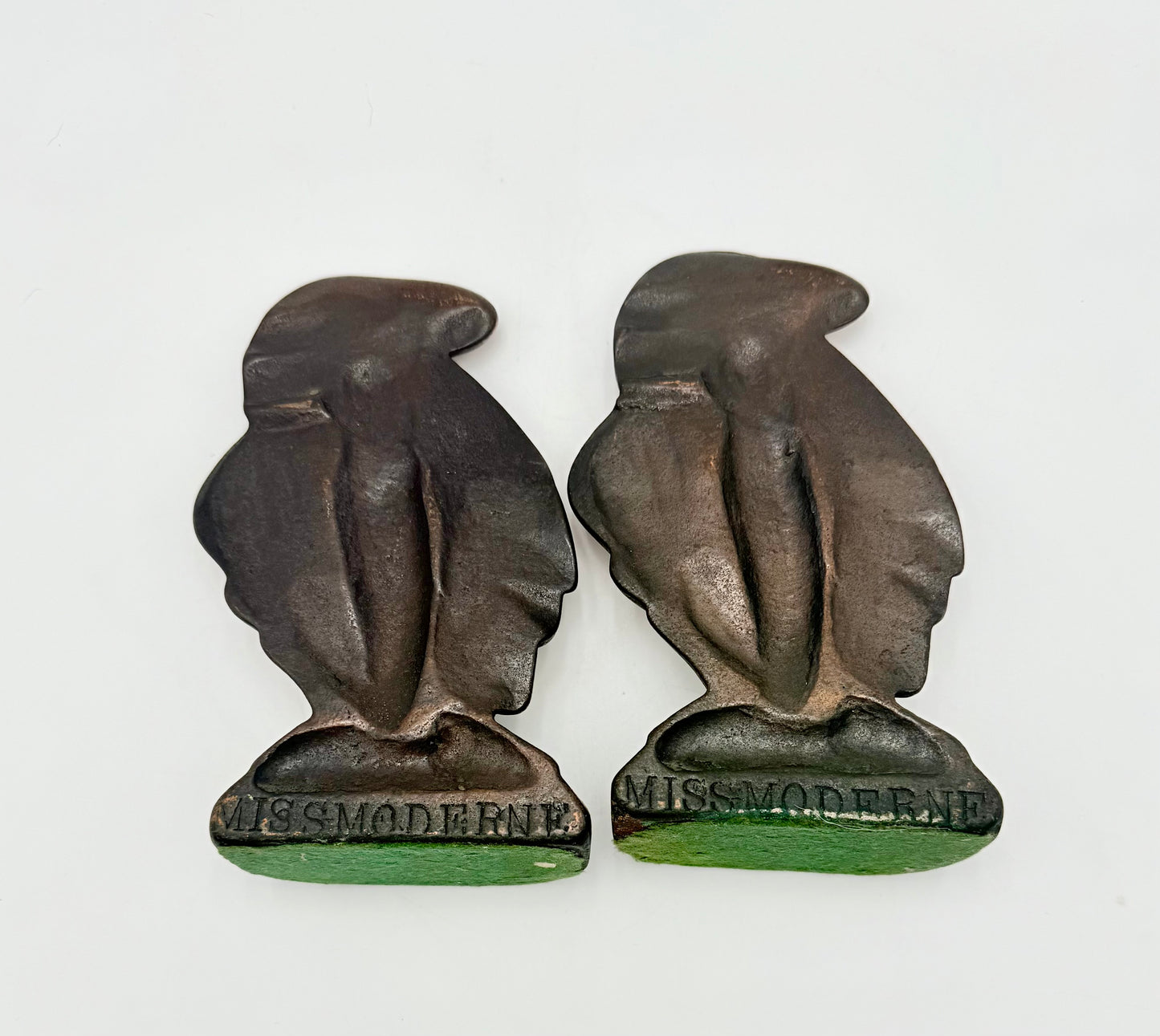 ANTIQUE "MISS MODERNE" ART DECO BRONZE BOOKENDS, CIRCA 1929