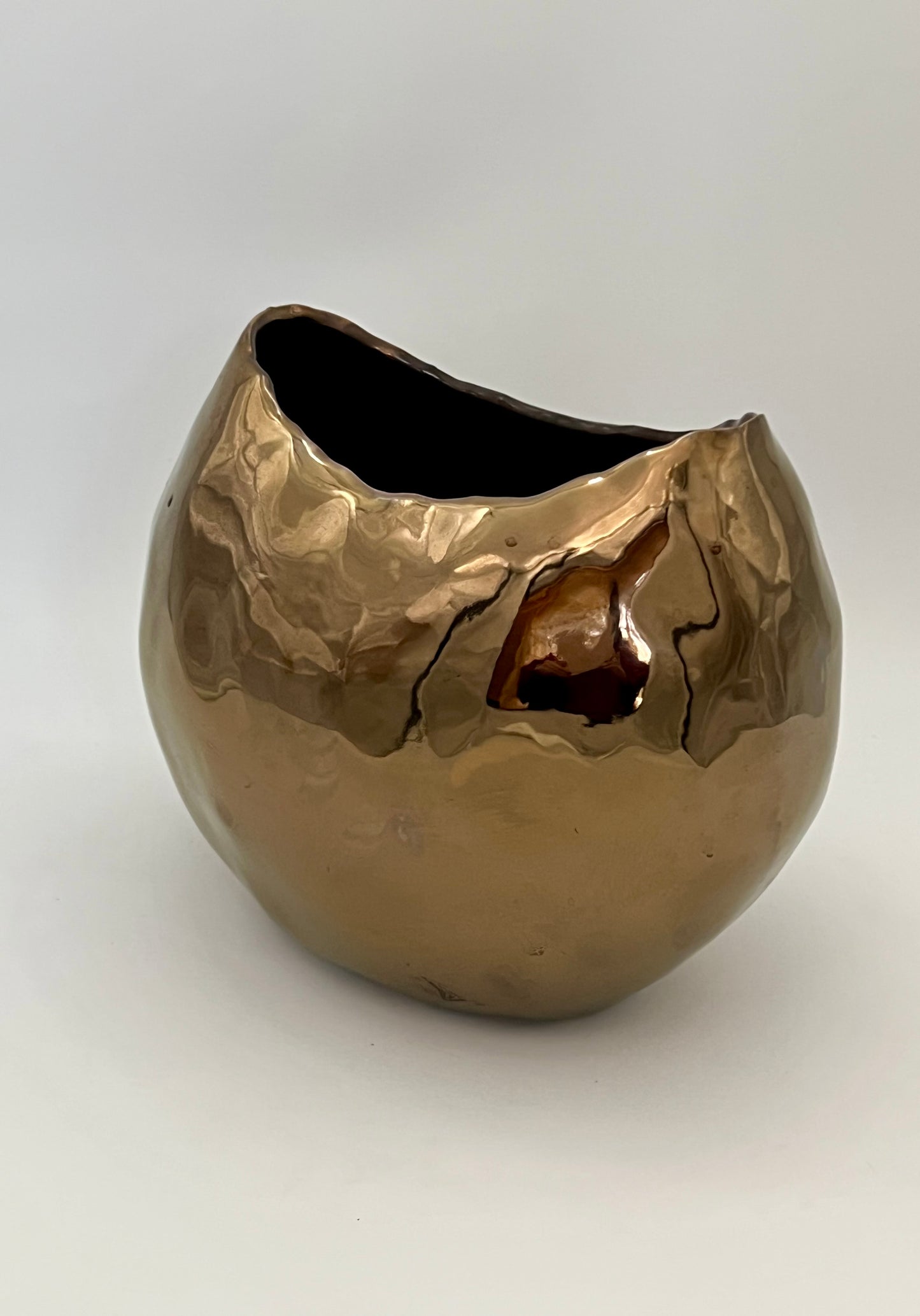 VINTAGE BRASS PLATED CERAMIC LARGE VASE