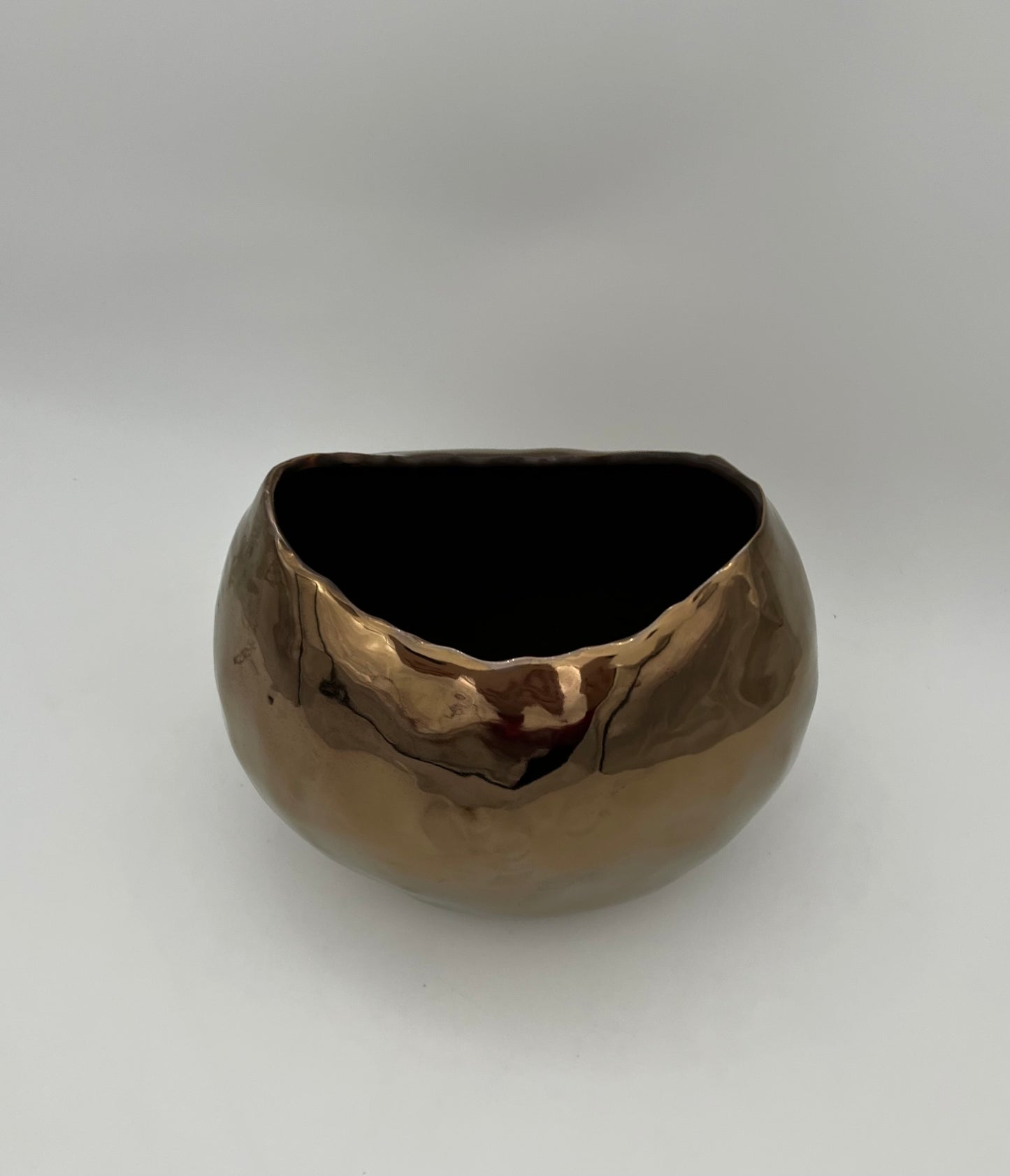 VINTAGE BRASS PLATED CERAMIC LARGE VASE