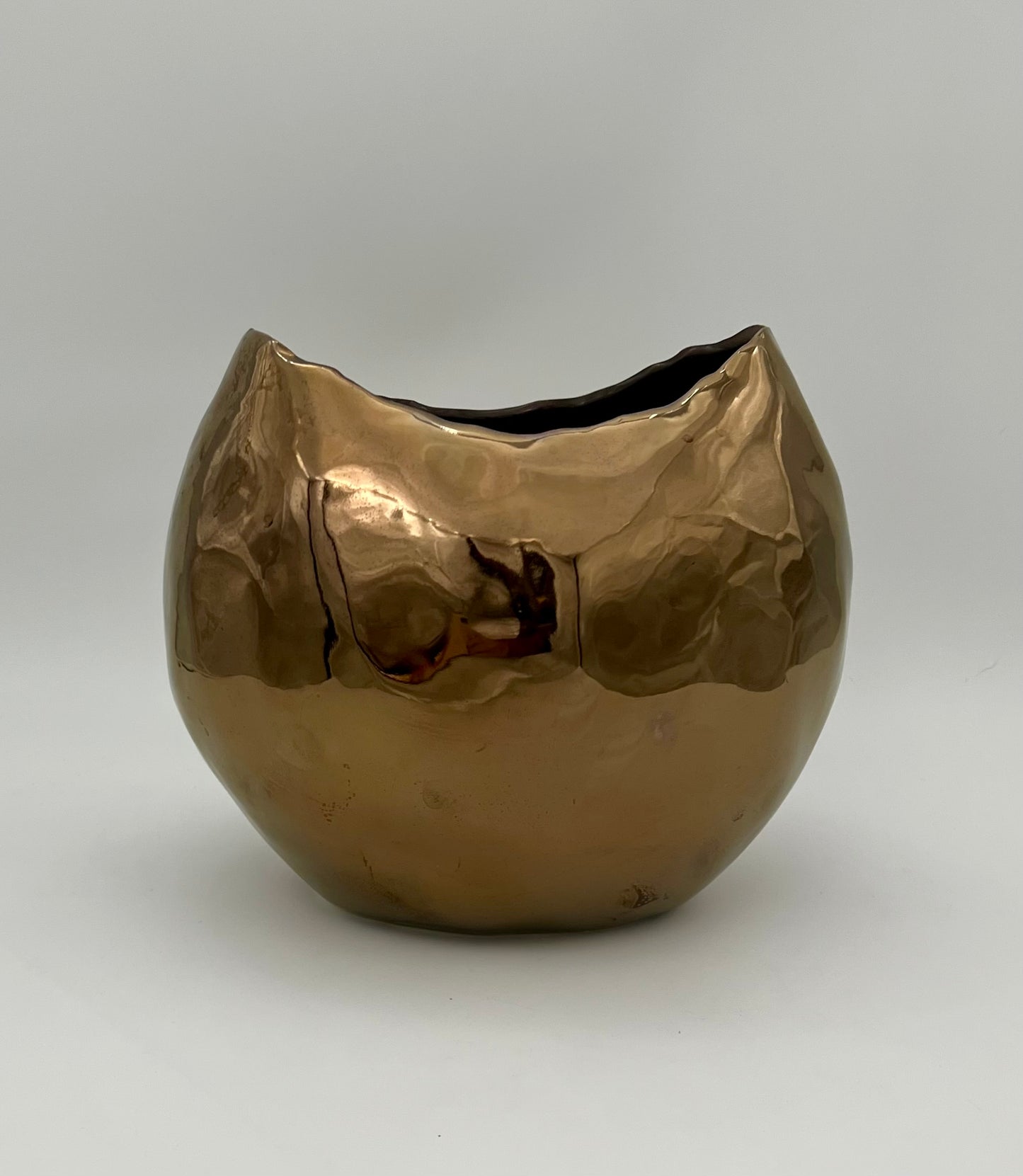 VINTAGE BRASS PLATED CERAMIC LARGE VASE