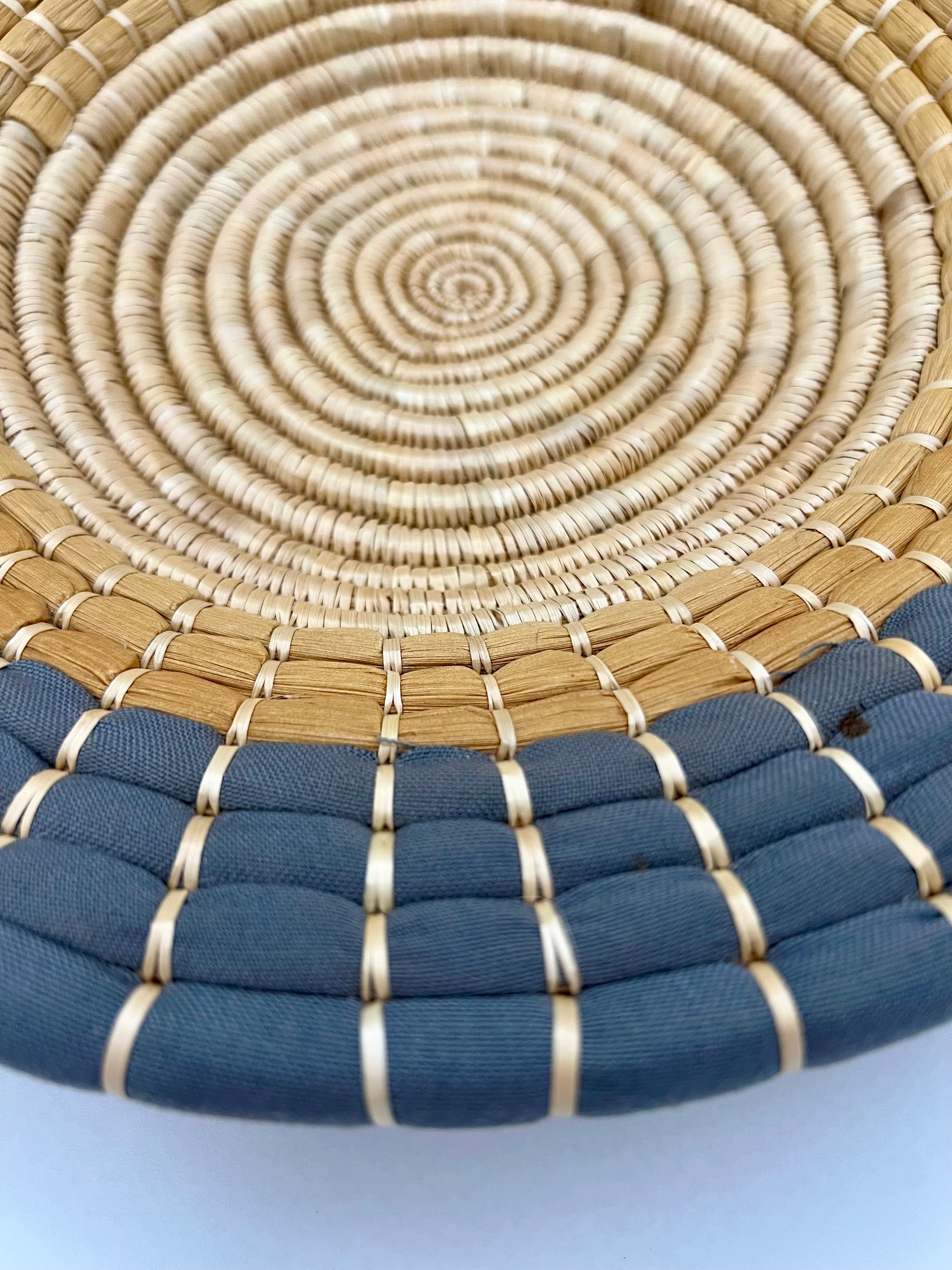 SET OF THREE VINTAGE BOHO AFRICAN WOVEN WALL PLATES – TANZANIA HANDMADE "MAUA" PATTERN