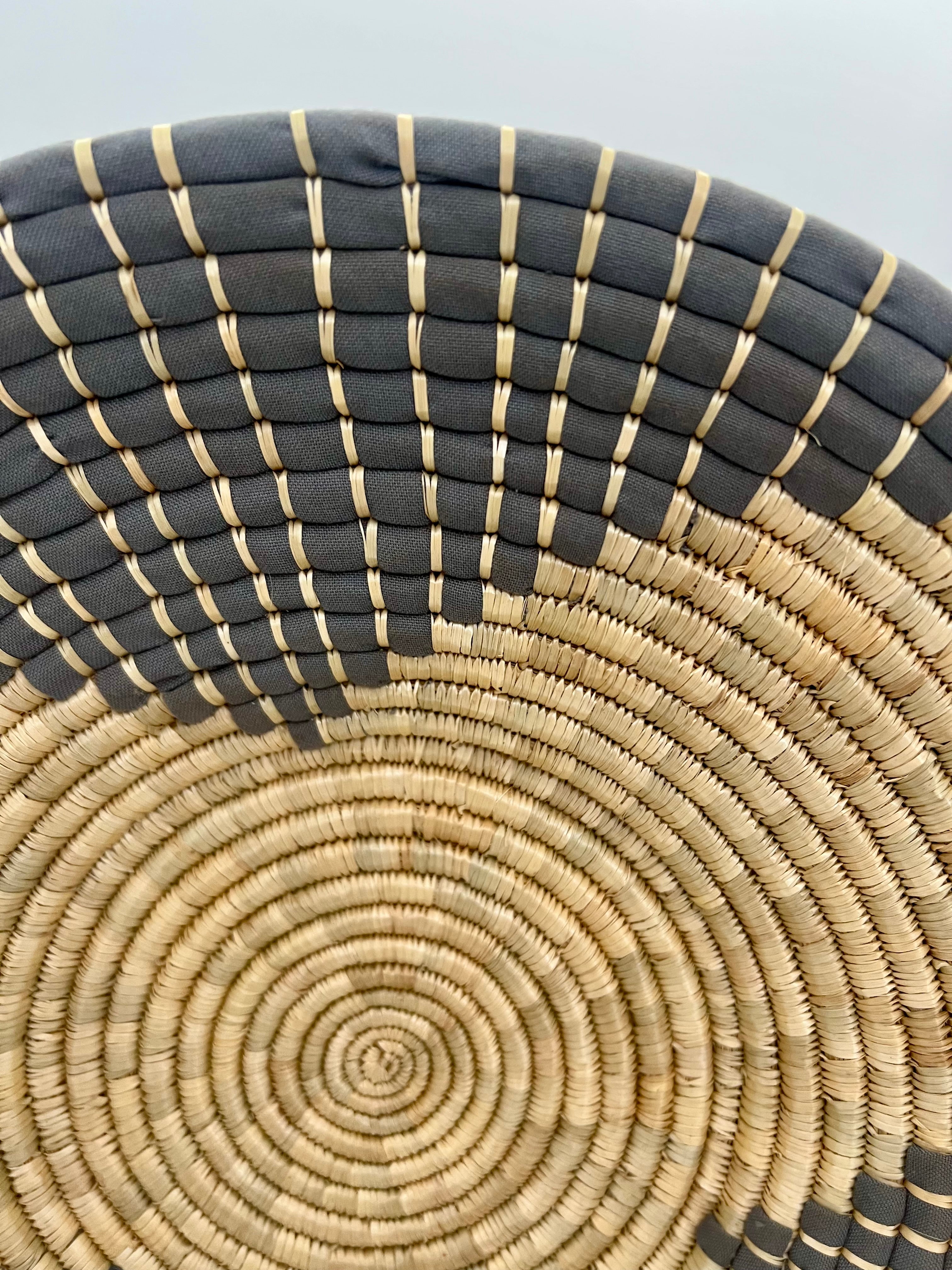 SET OF THREE VINTAGE BOHO AFRICAN WOVEN WALL PLATES – TANZANIA HANDMADE "MAUA" PATTERN