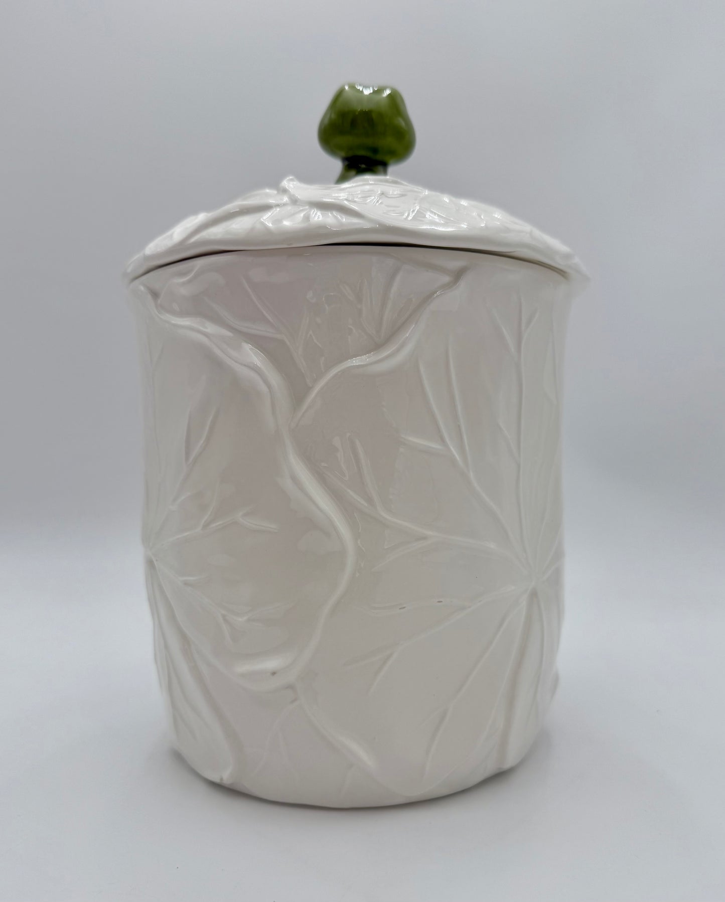 NEIL THE FROG COOKIE JAR — VINTAGE 1976 SEARS CERAMIC CANISTER — LILY PAD FROG KITCHEN DECOR