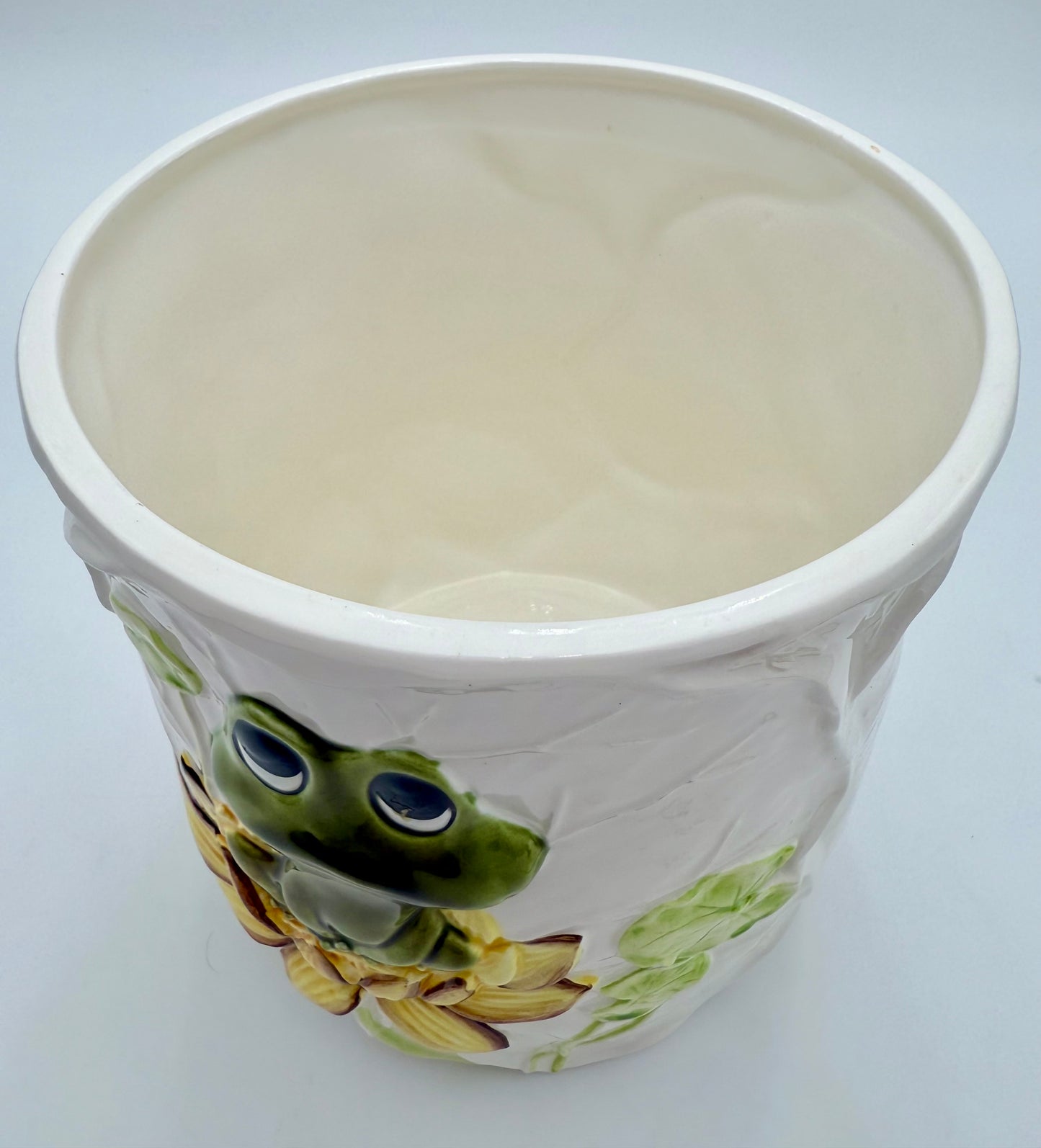 NEIL THE FROG COOKIE JAR — VINTAGE 1976 SEARS CERAMIC CANISTER — LILY PAD FROG KITCHEN DECOR