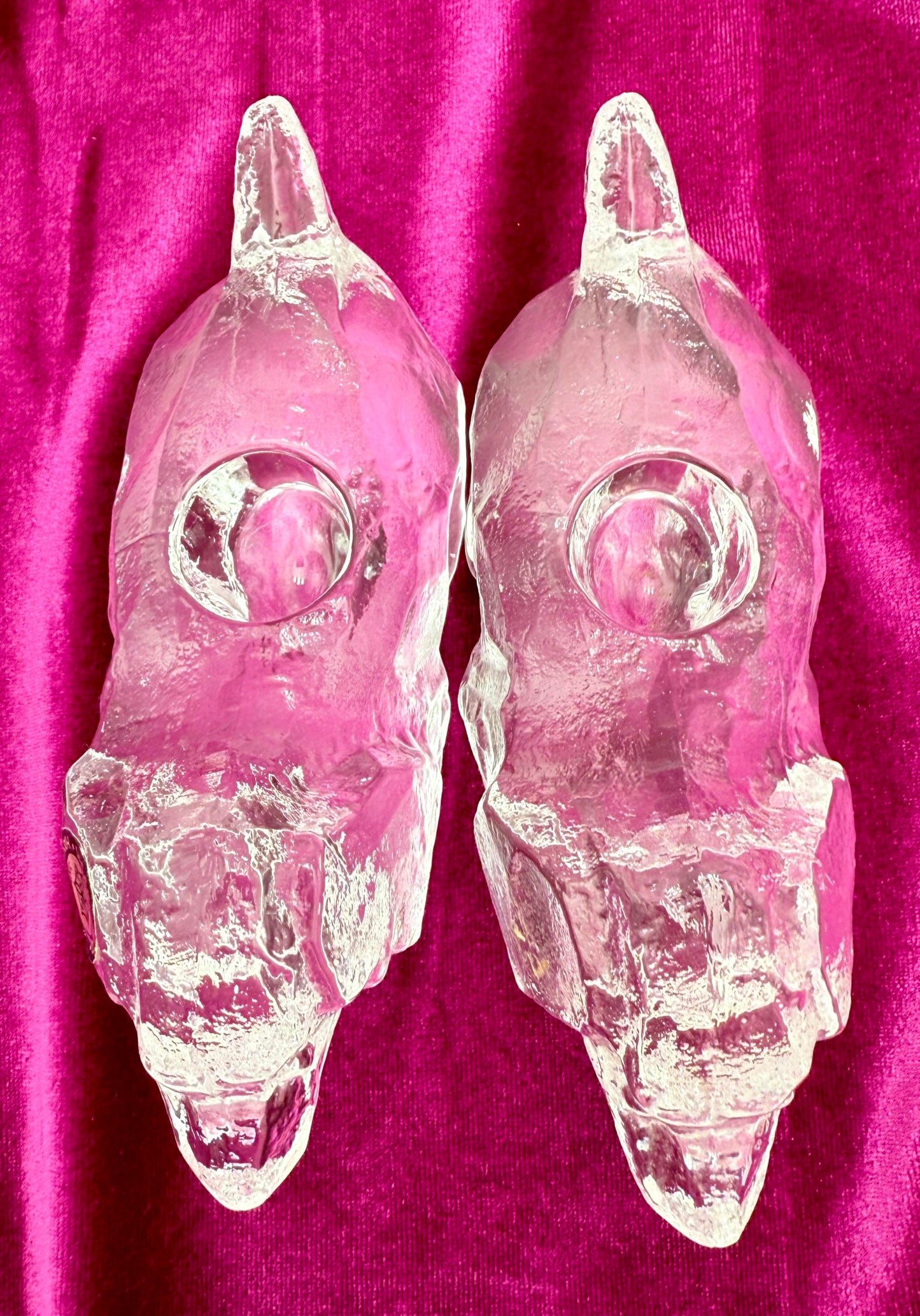 PAIR OF MIDCENTURY PUPPY HEAVY CRYSTAL CANDLESTICK HOLDERS