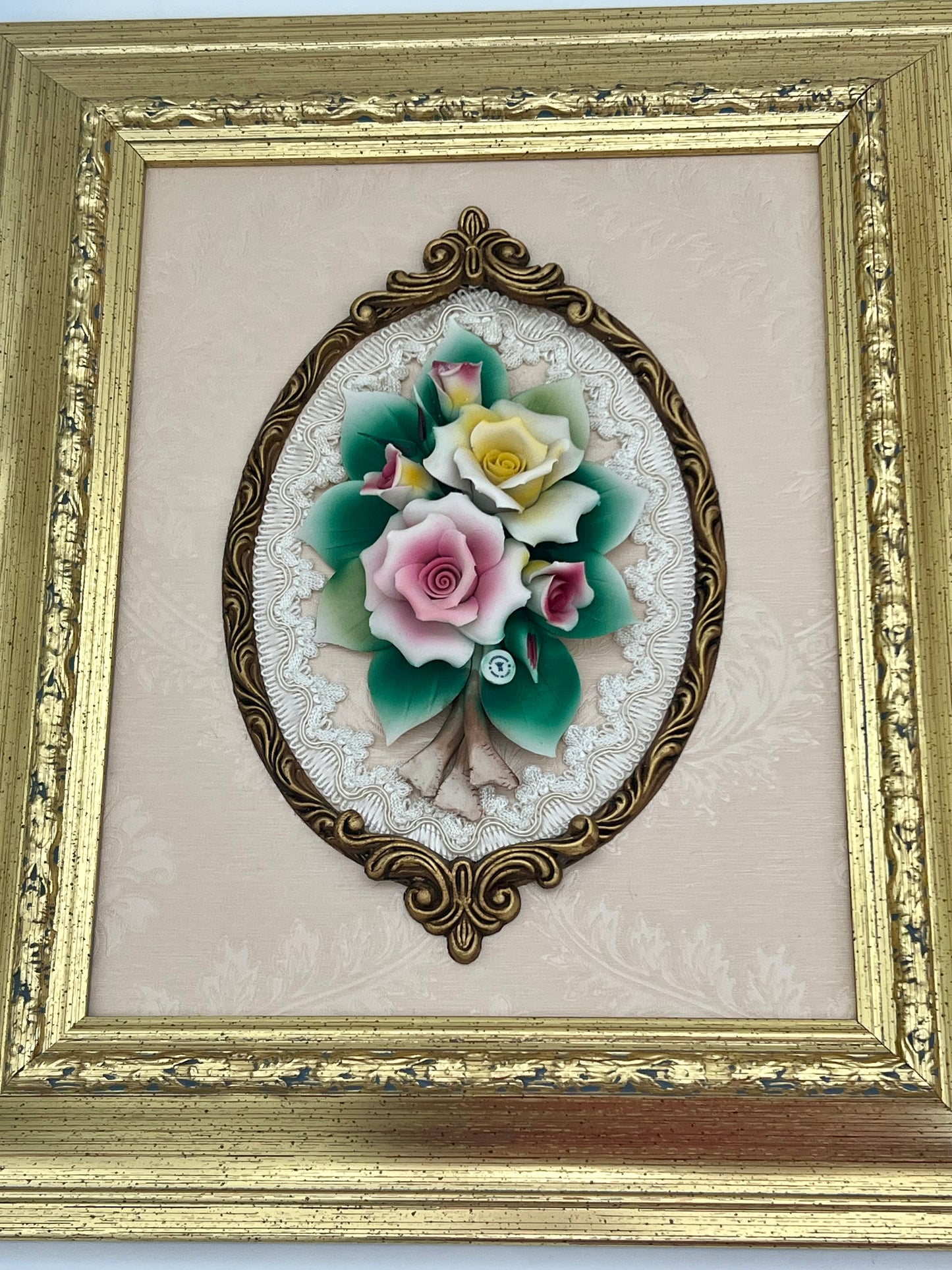 VINTAGE PAIR OF AUTHENTIC CAPODIMONTE ORIGINAL FRAMED ART