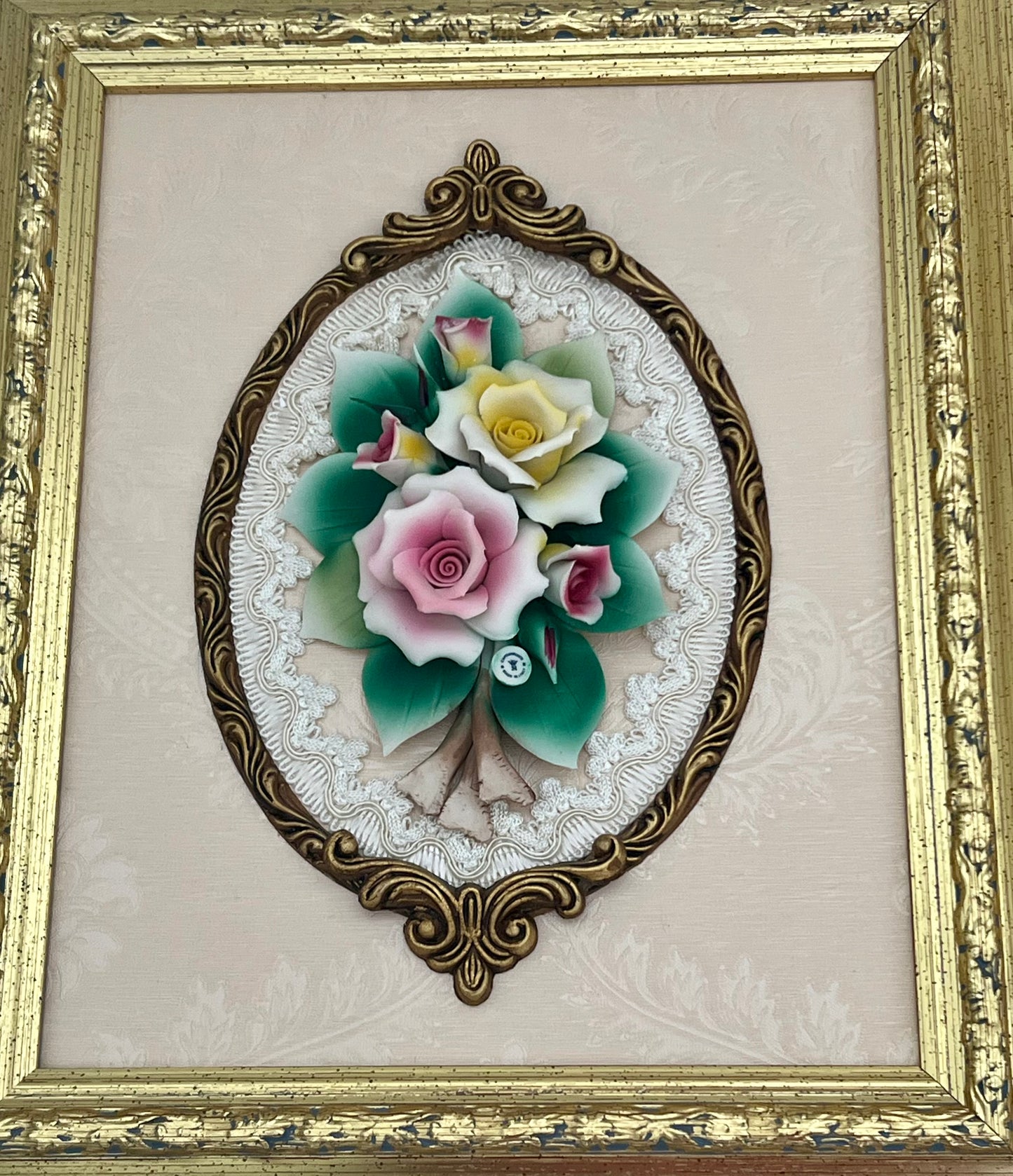 VINTAGE PAIR OF AUTHENTIC CAPODIMONTE ORIGINAL FRAMED ART