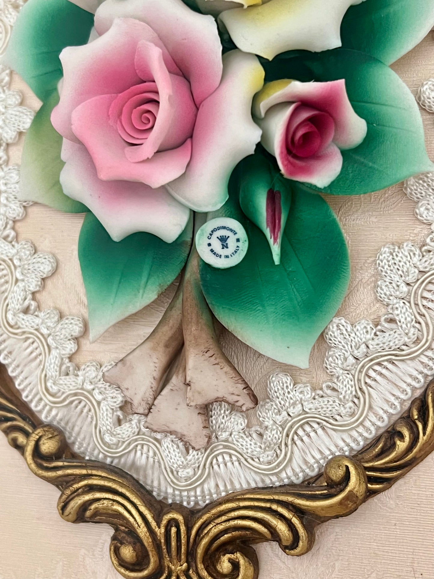 VINTAGE PAIR OF AUTHENTIC CAPODIMONTE ORIGINAL FRAMED ART