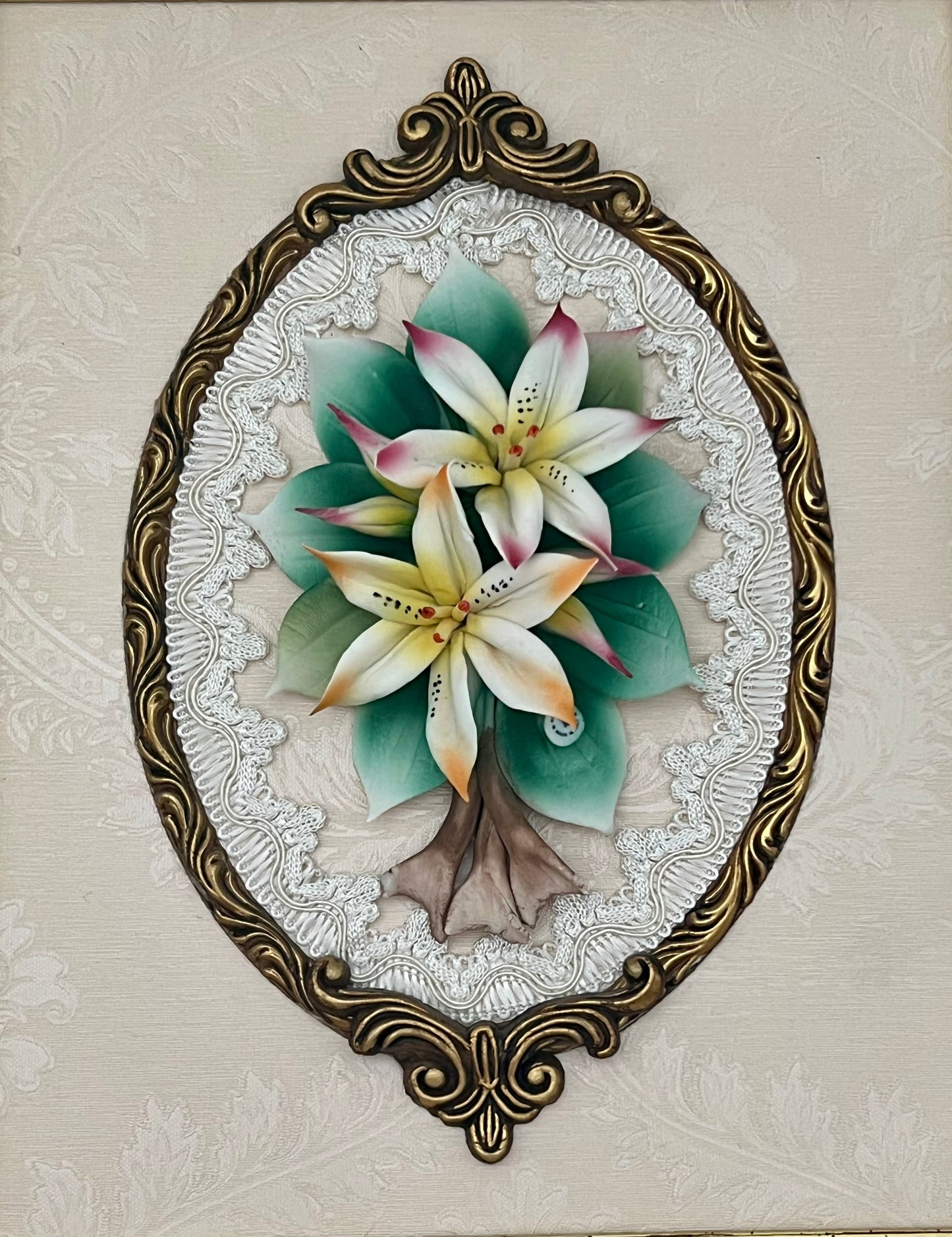 VINTAGE PAIR OF AUTHENTIC CAPODIMONTE ORIGINAL FRAMED ART
