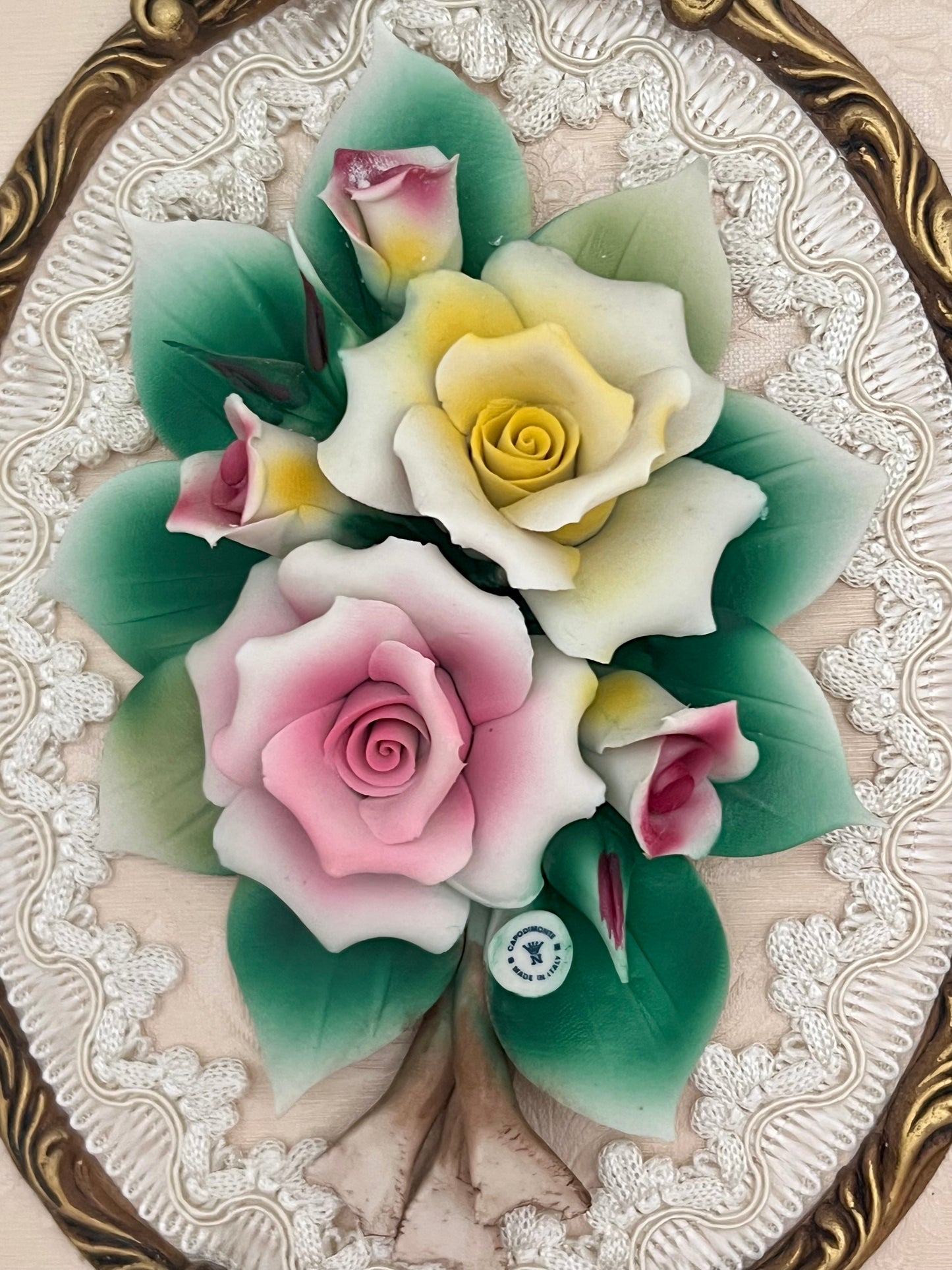 VINTAGE PAIR OF AUTHENTIC CAPODIMONTE ORIGINAL FRAMED ART