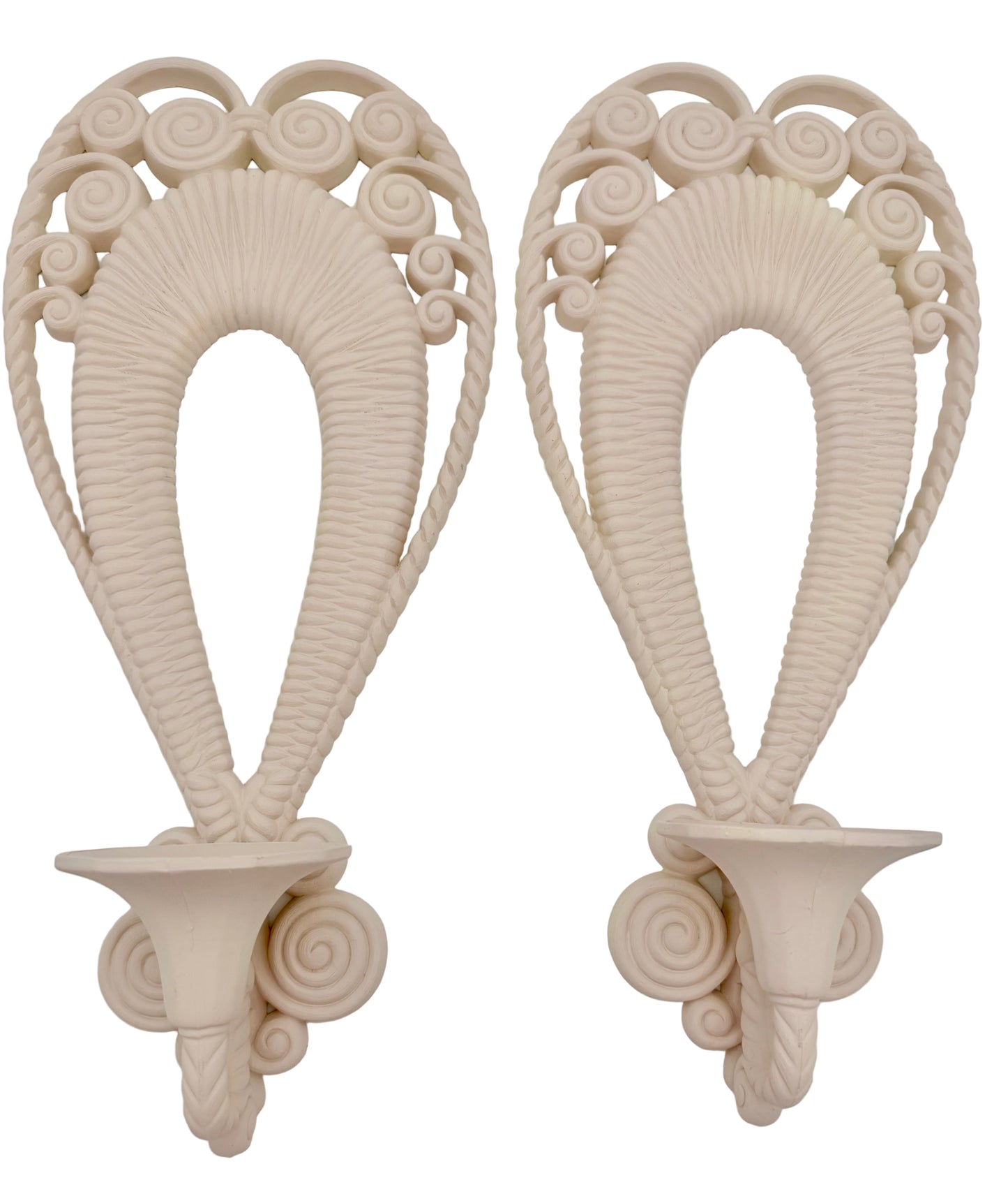 PAIR OF PINK BURWOOD WALL CANDLE SCONCES, 1970s