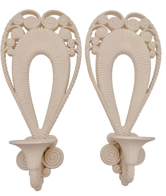 PAIR OF PINK BURWOOD WALL CANDLE SCONCES, 1970s
