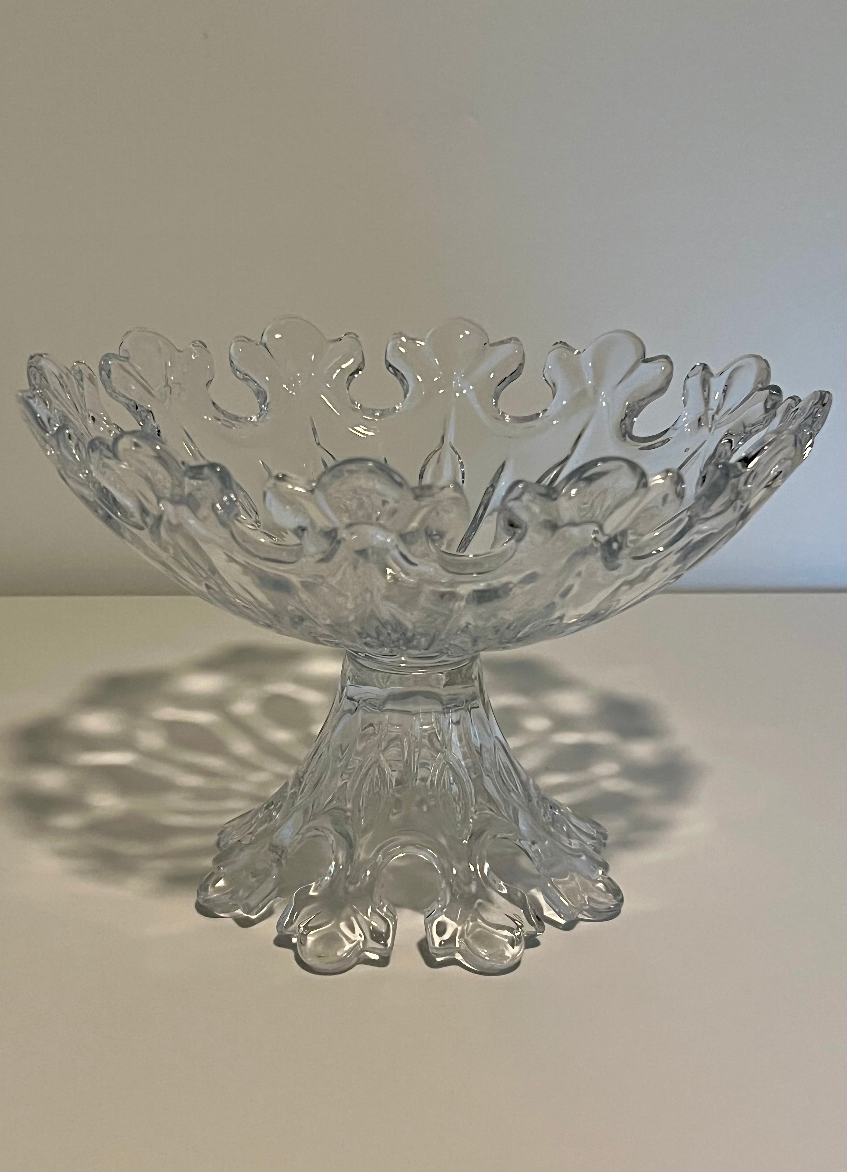 SHANNON CRYSTAL “CROWN” PEDESTAL BOWL – DESIGNS OF IRELAND BY GODINGER, 10” LEAD CRYSTAL COMPOTE