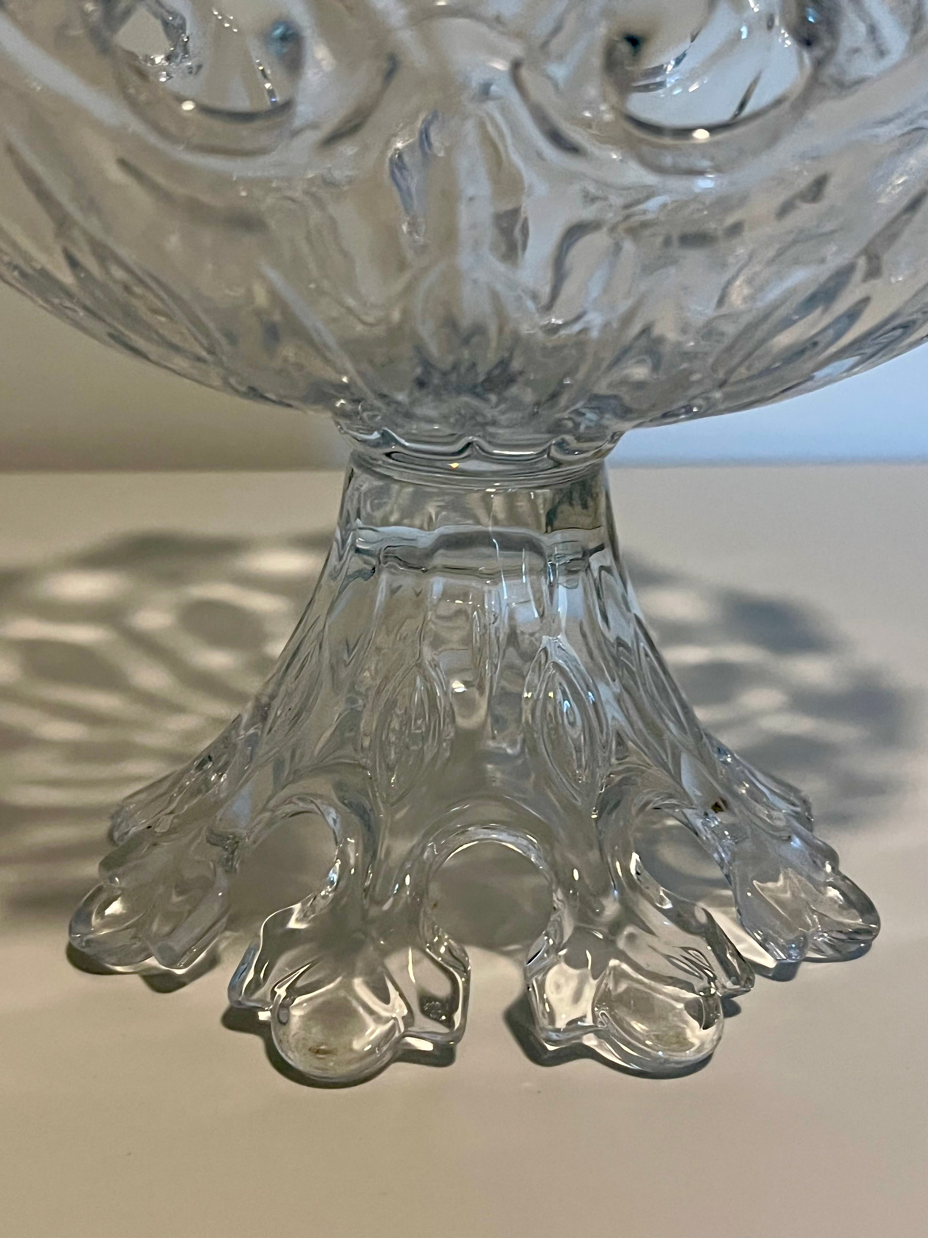 SHANNON CRYSTAL “CROWN” PEDESTAL BOWL – DESIGNS OF IRELAND BY GODINGER, 10” LEAD CRYSTAL COMPOTE