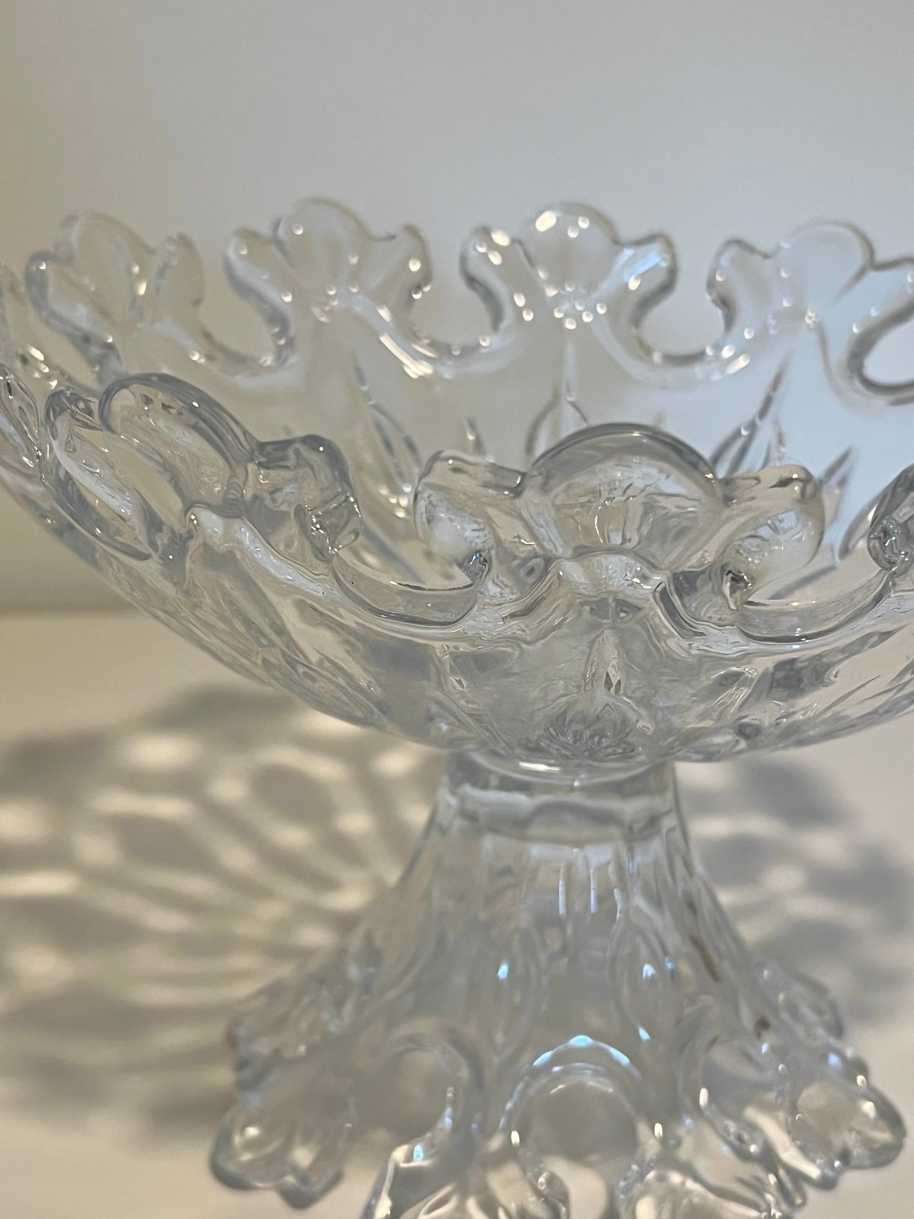 SHANNON CRYSTAL “CROWN” PEDESTAL BOWL – DESIGNS OF IRELAND BY GODINGER, 10” LEAD CRYSTAL COMPOTE