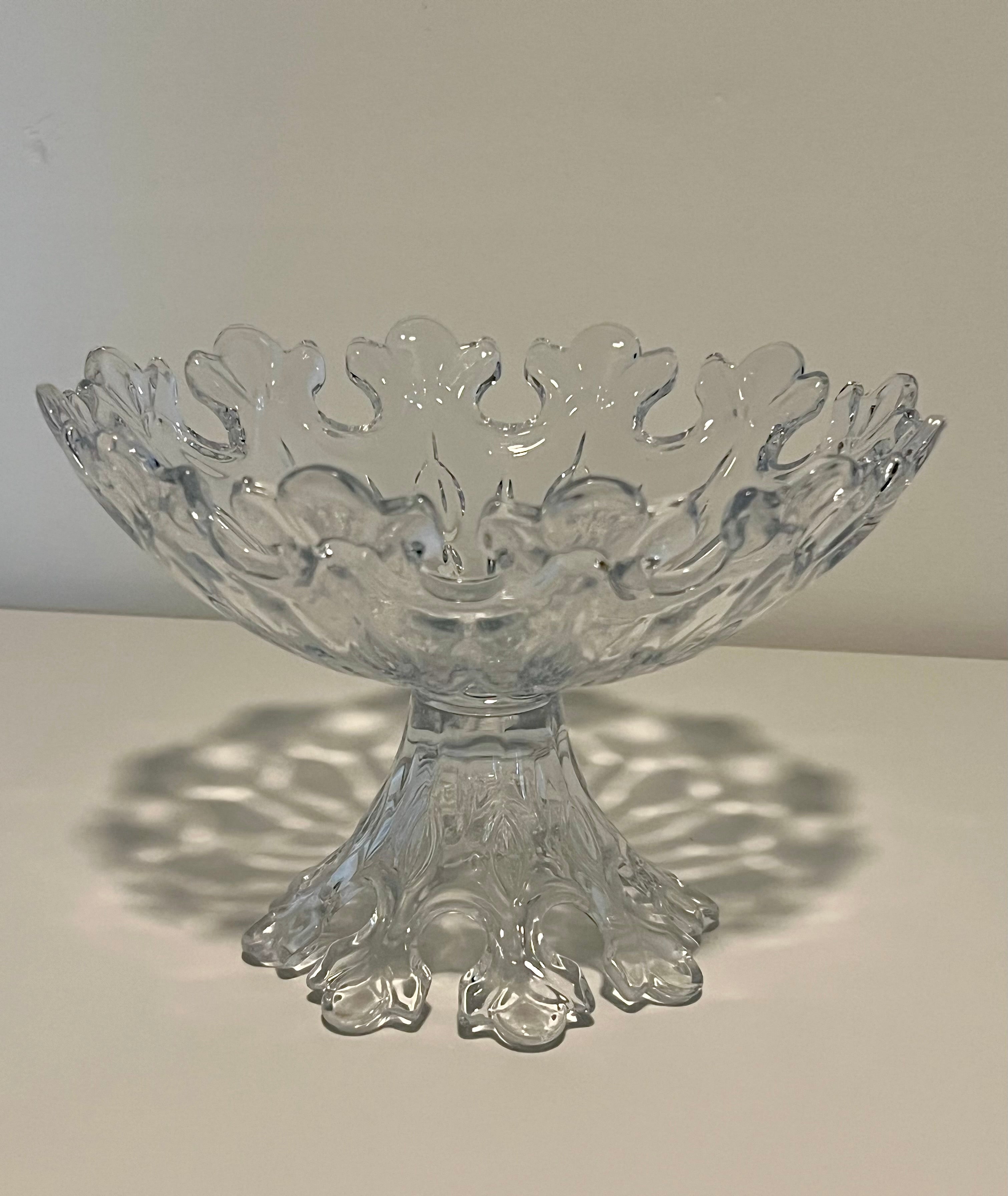 SHANNON CRYSTAL “CROWN” PEDESTAL BOWL – DESIGNS OF IRELAND BY GODINGER, 10” LEAD CRYSTAL COMPOTE