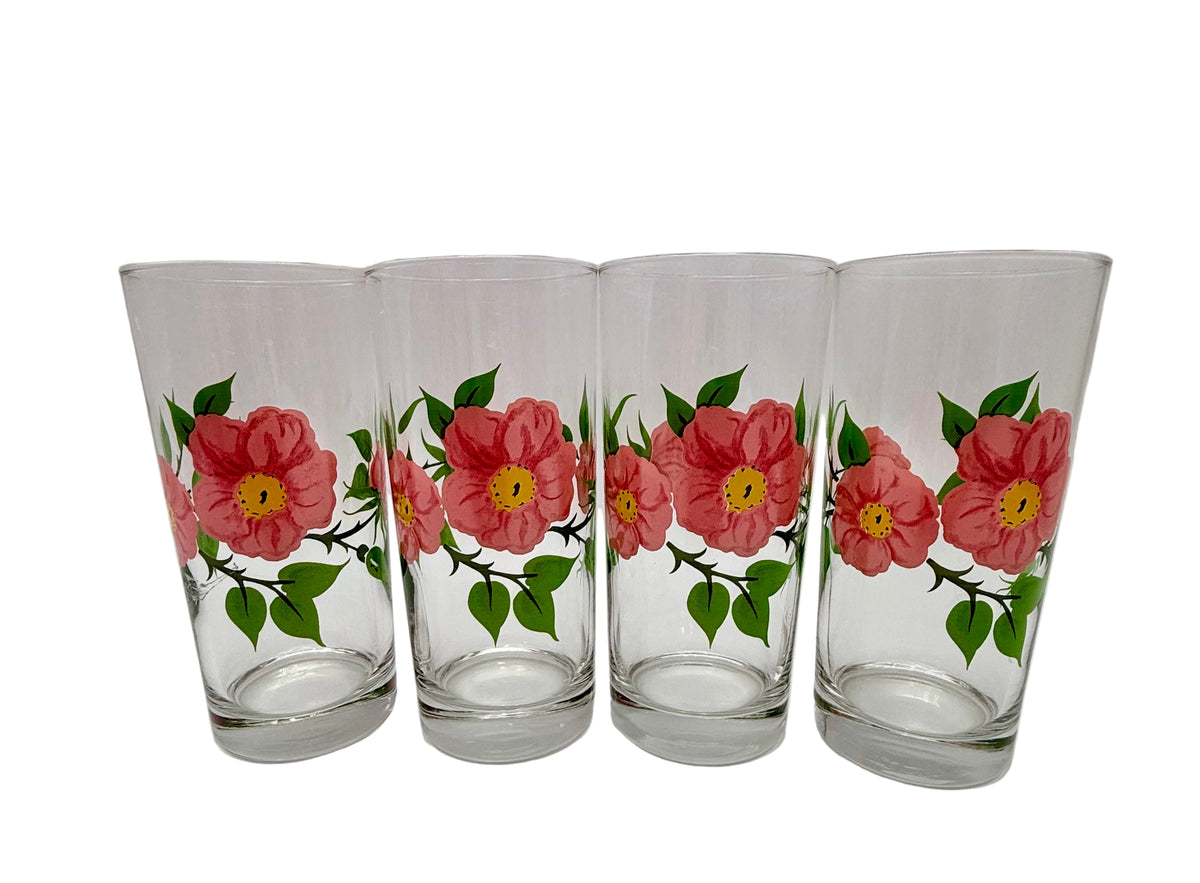 BRAND NEW 4 VINTAGE DESERT ROSE FRANCISCAN TUMBLERS STILL IN BOX